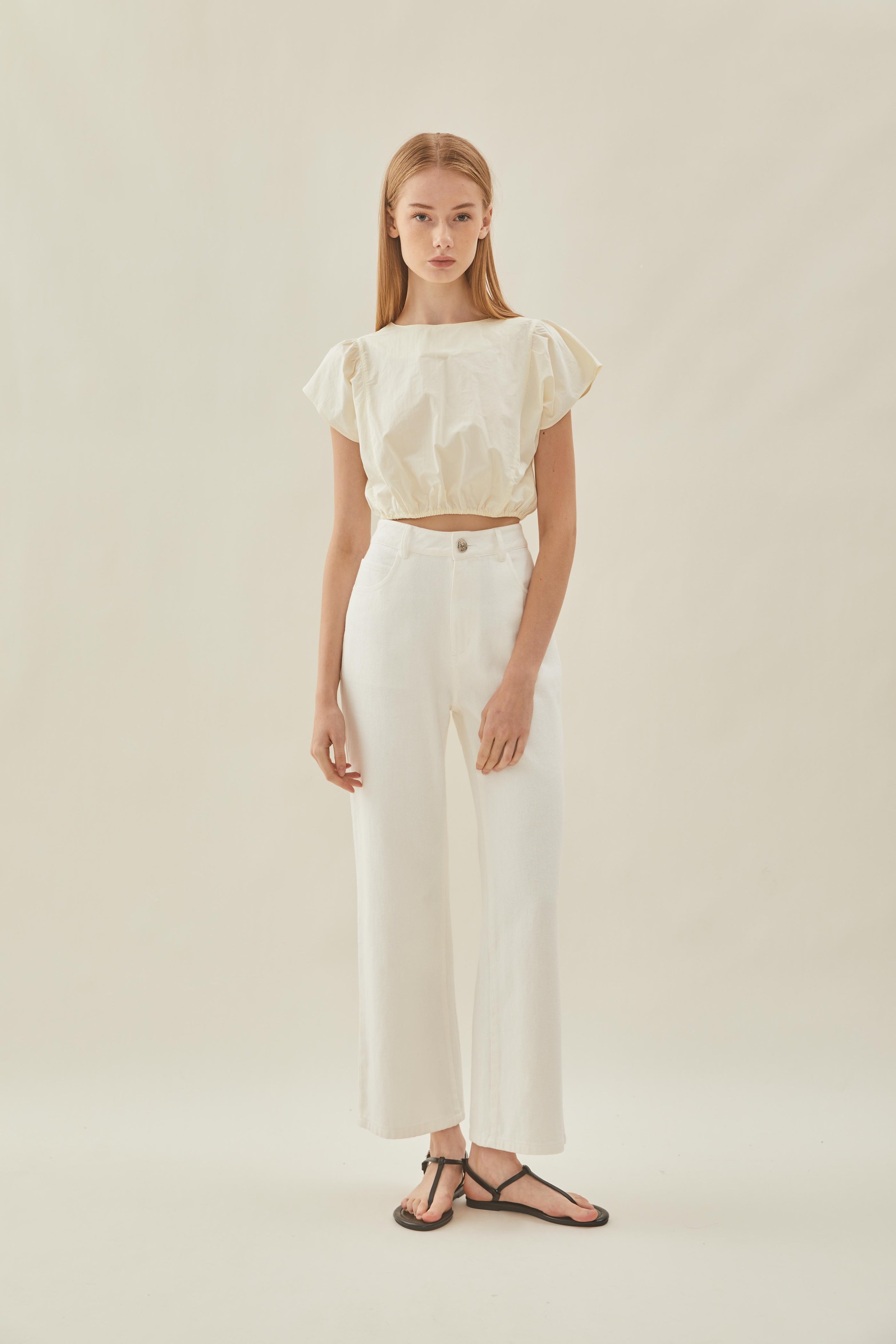 Cropped Button Back Top in Souffle