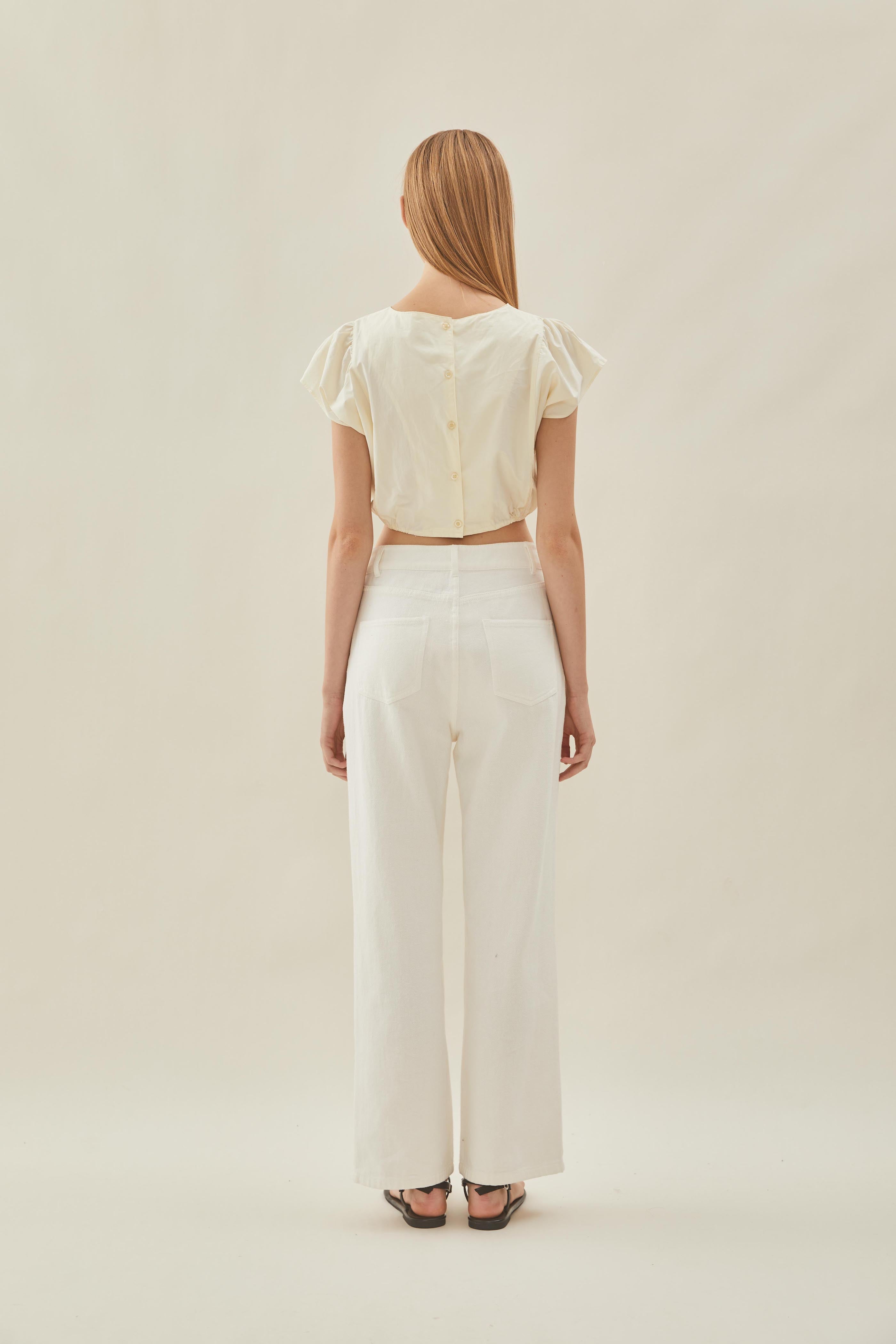 Cropped Button Back Top in Souffle