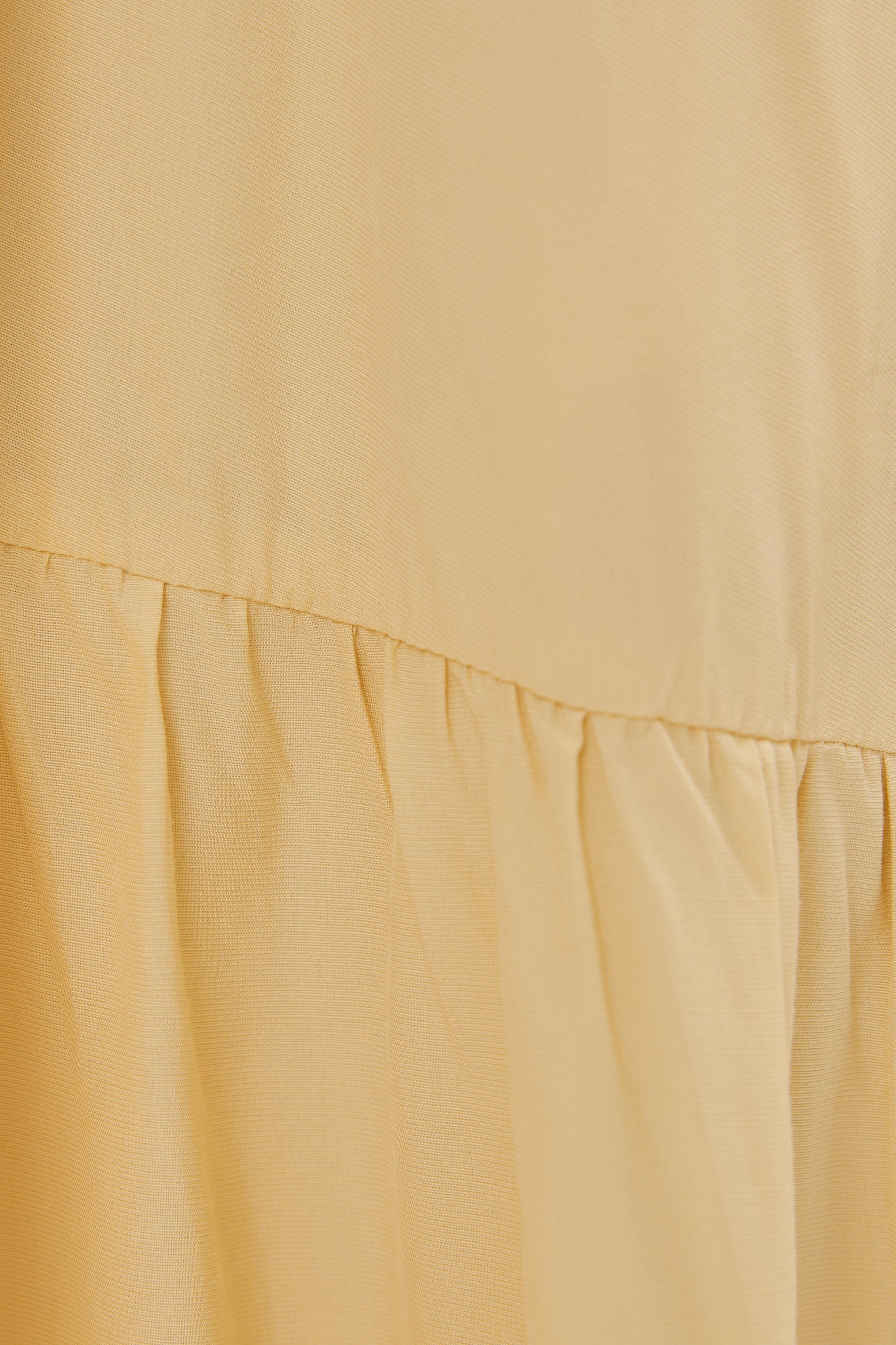 Cotton Blend Tiered Maxi Dress in Soft Yellow