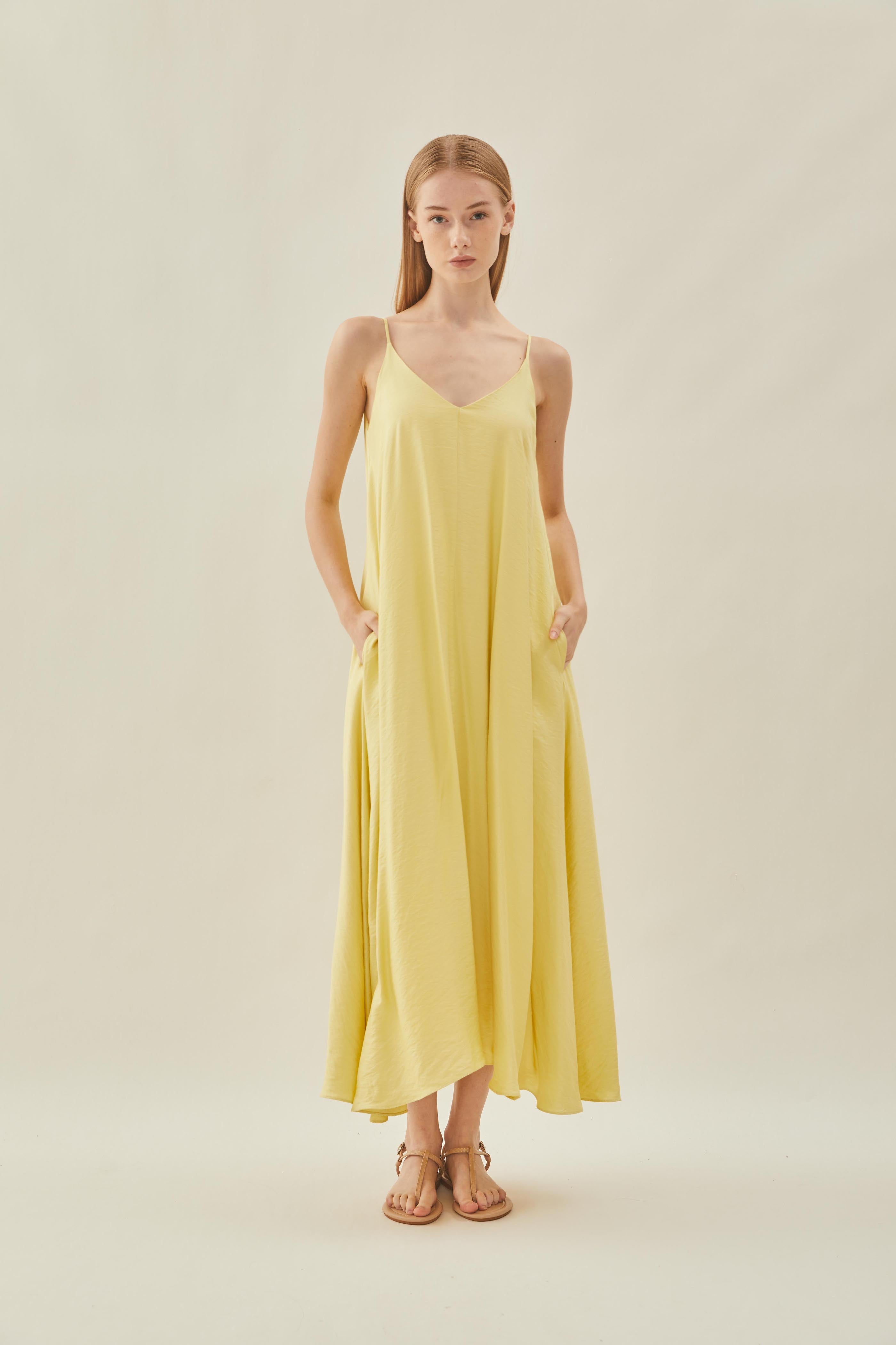 Flare Maxi Dress in Lemon