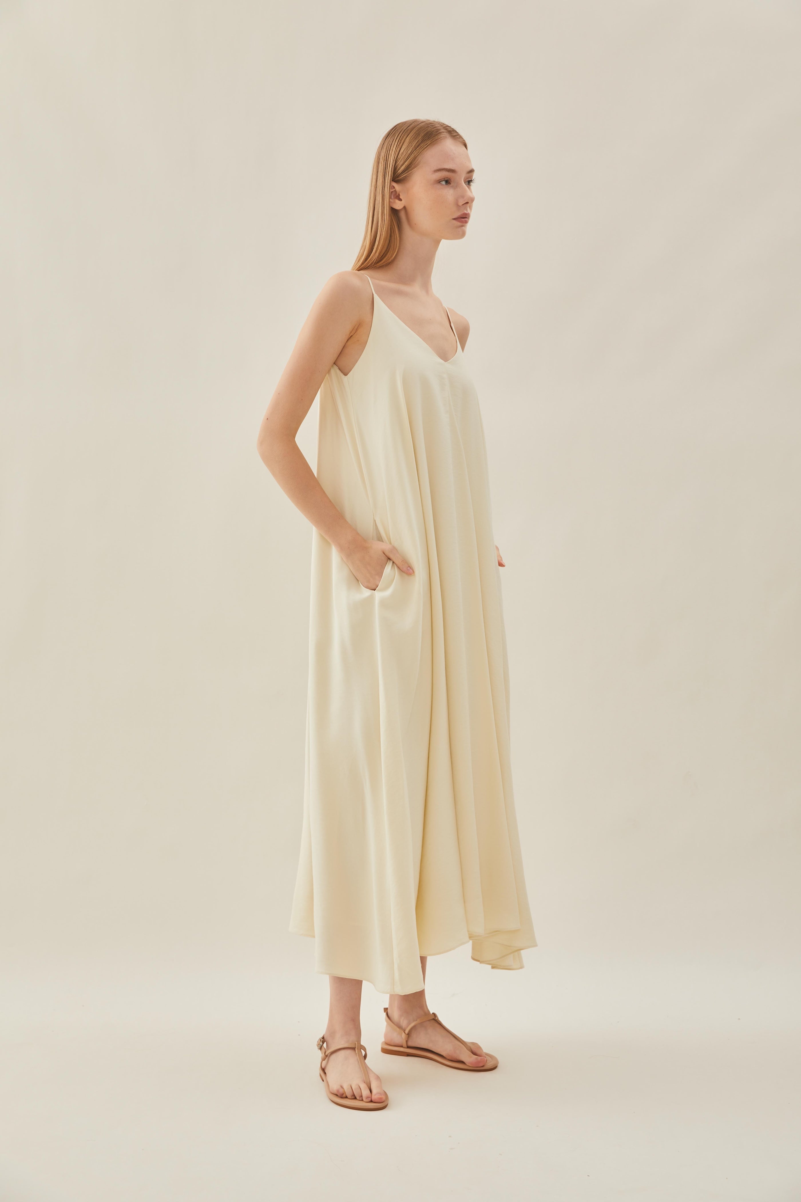 Flare Maxi Dress in Ecru