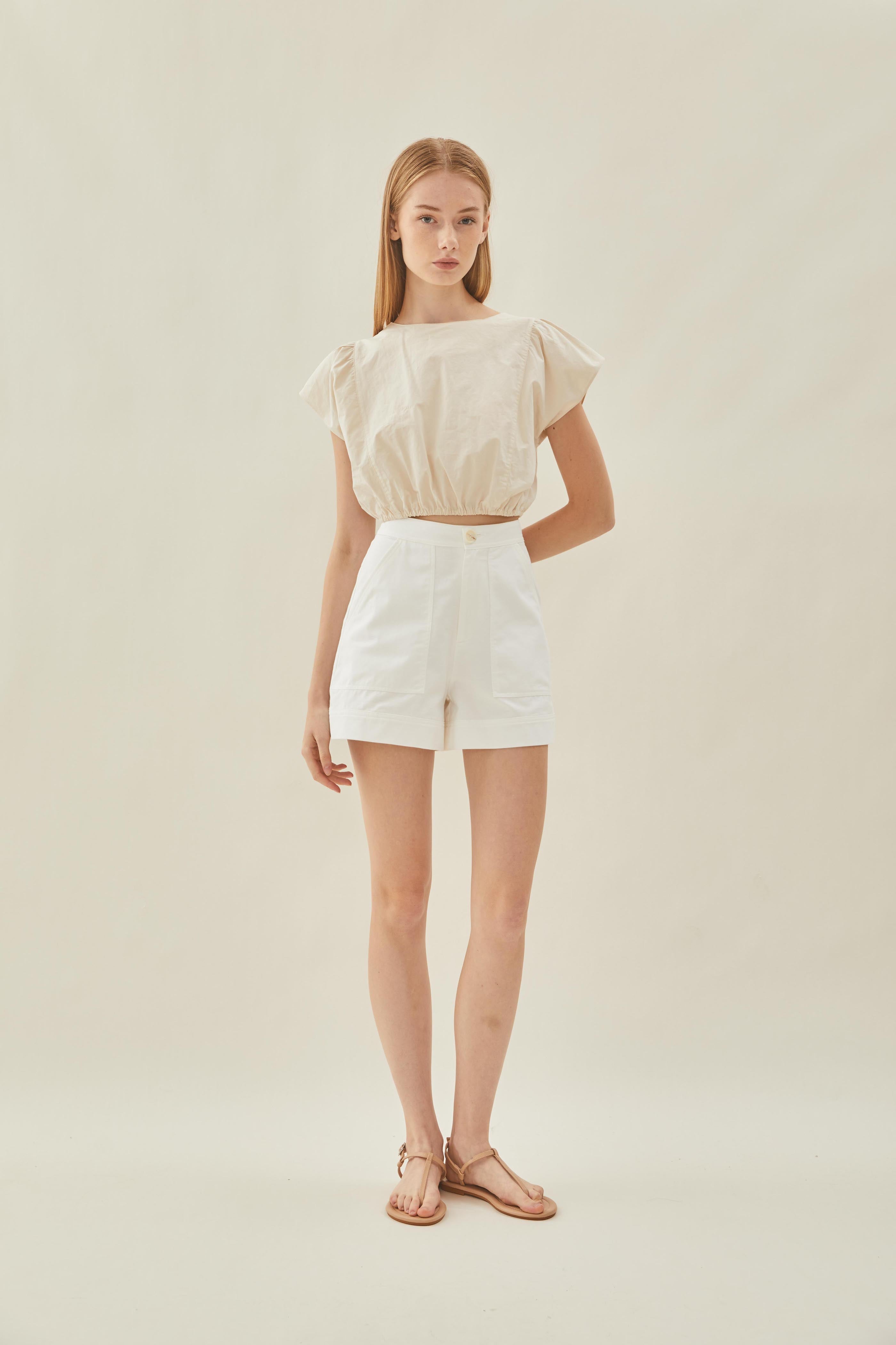 Cotton Flared Shorts in White