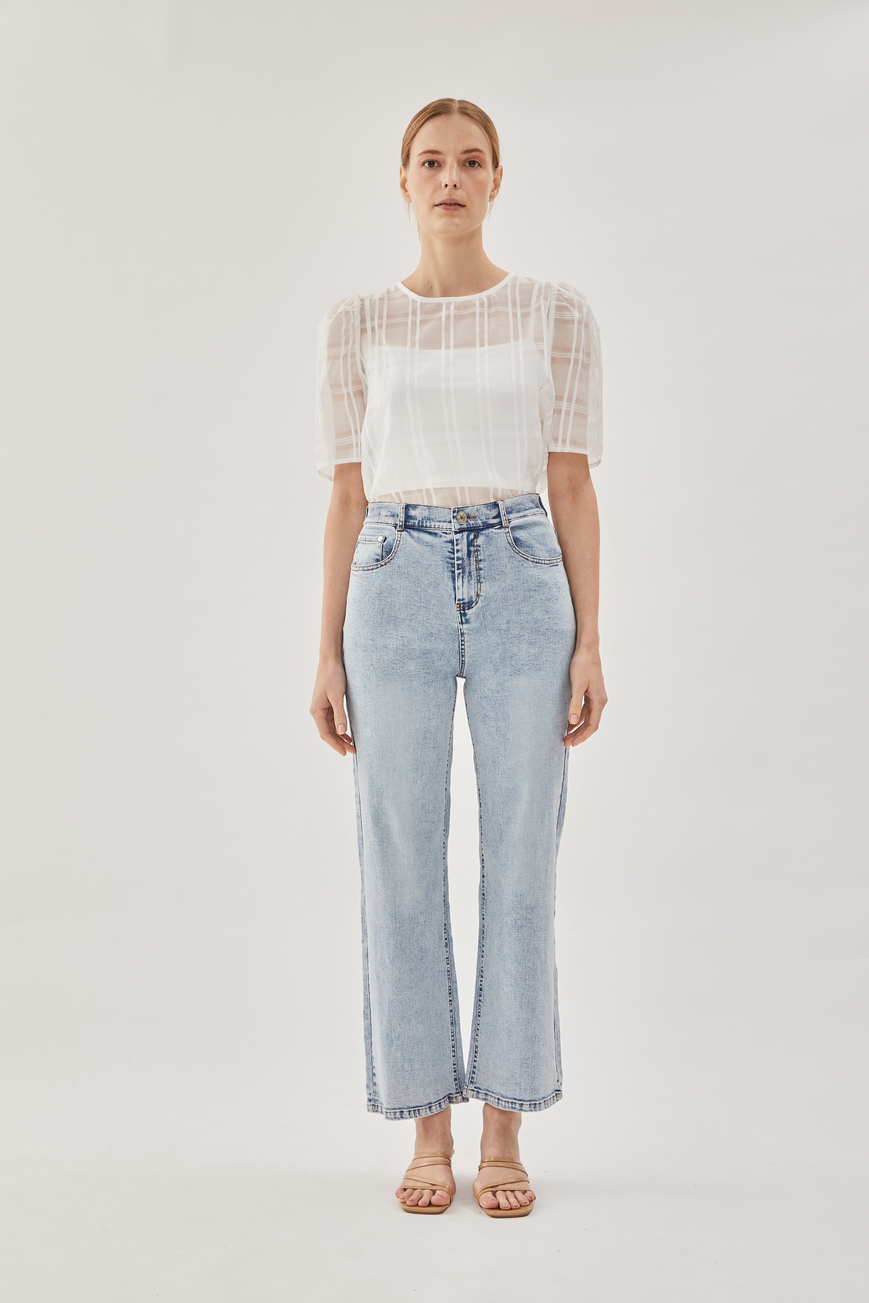 Checkered Crepe Top