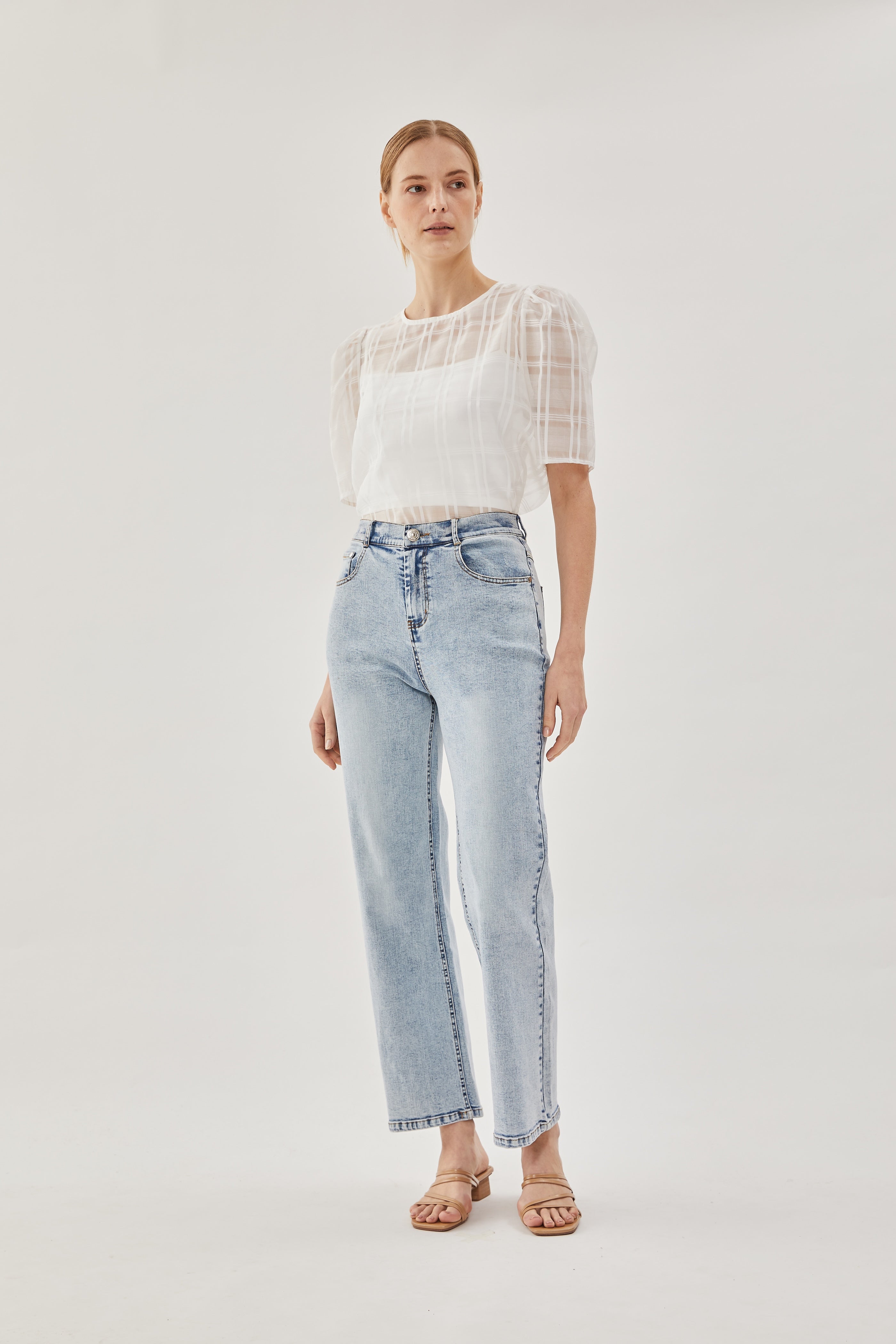 Checkered Crepe Top