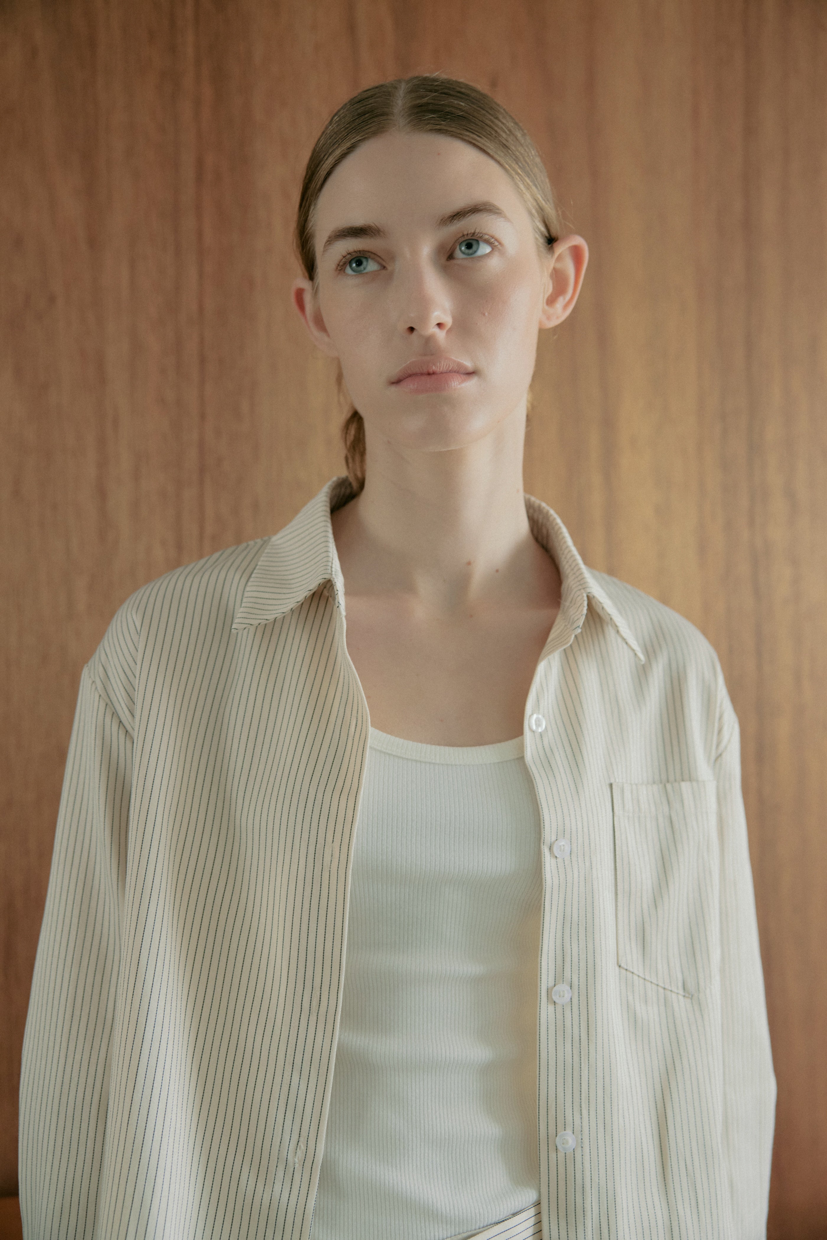 Long-Sleeved Shirt in Natural Stripes