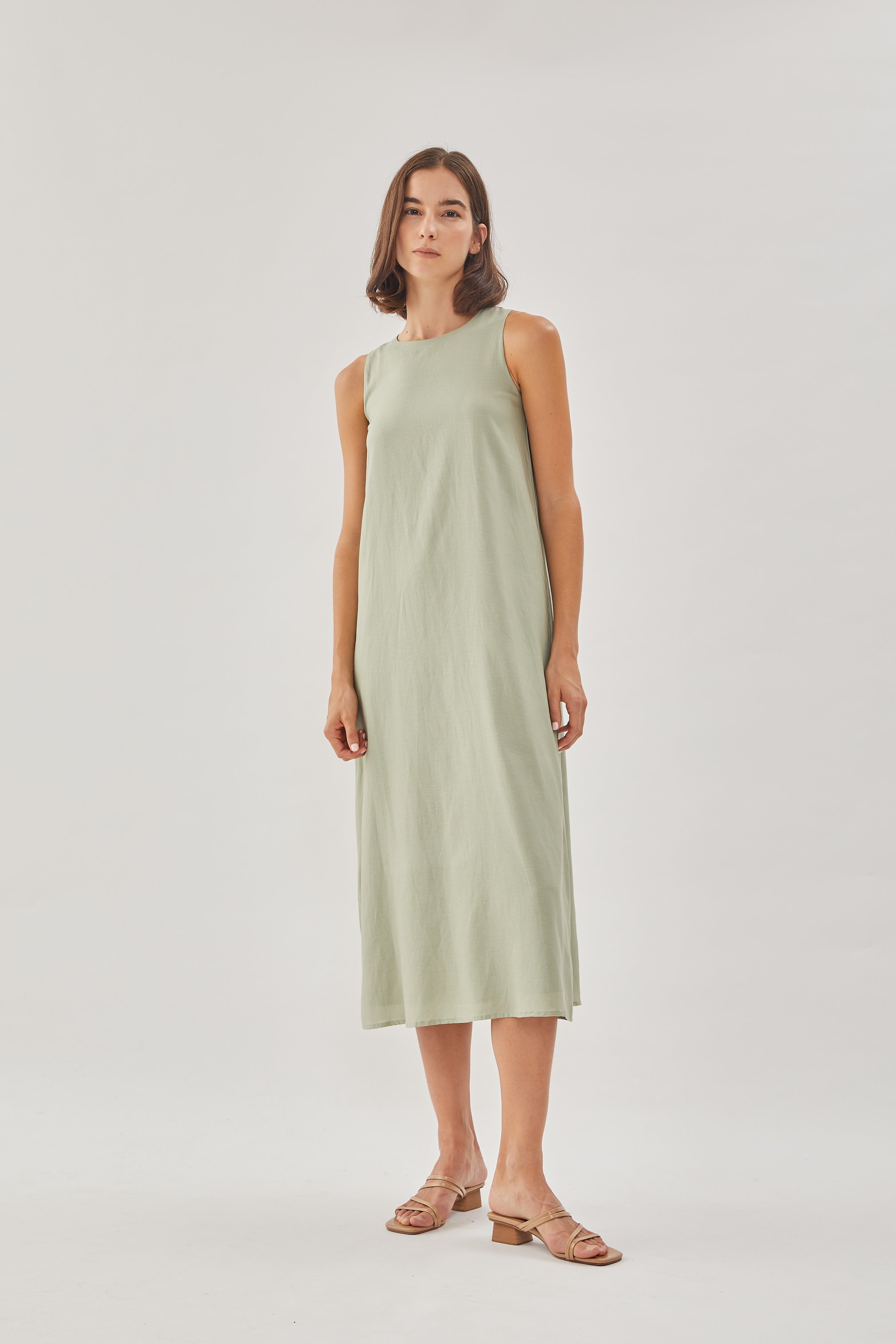 Midi Shift Dress in Sage