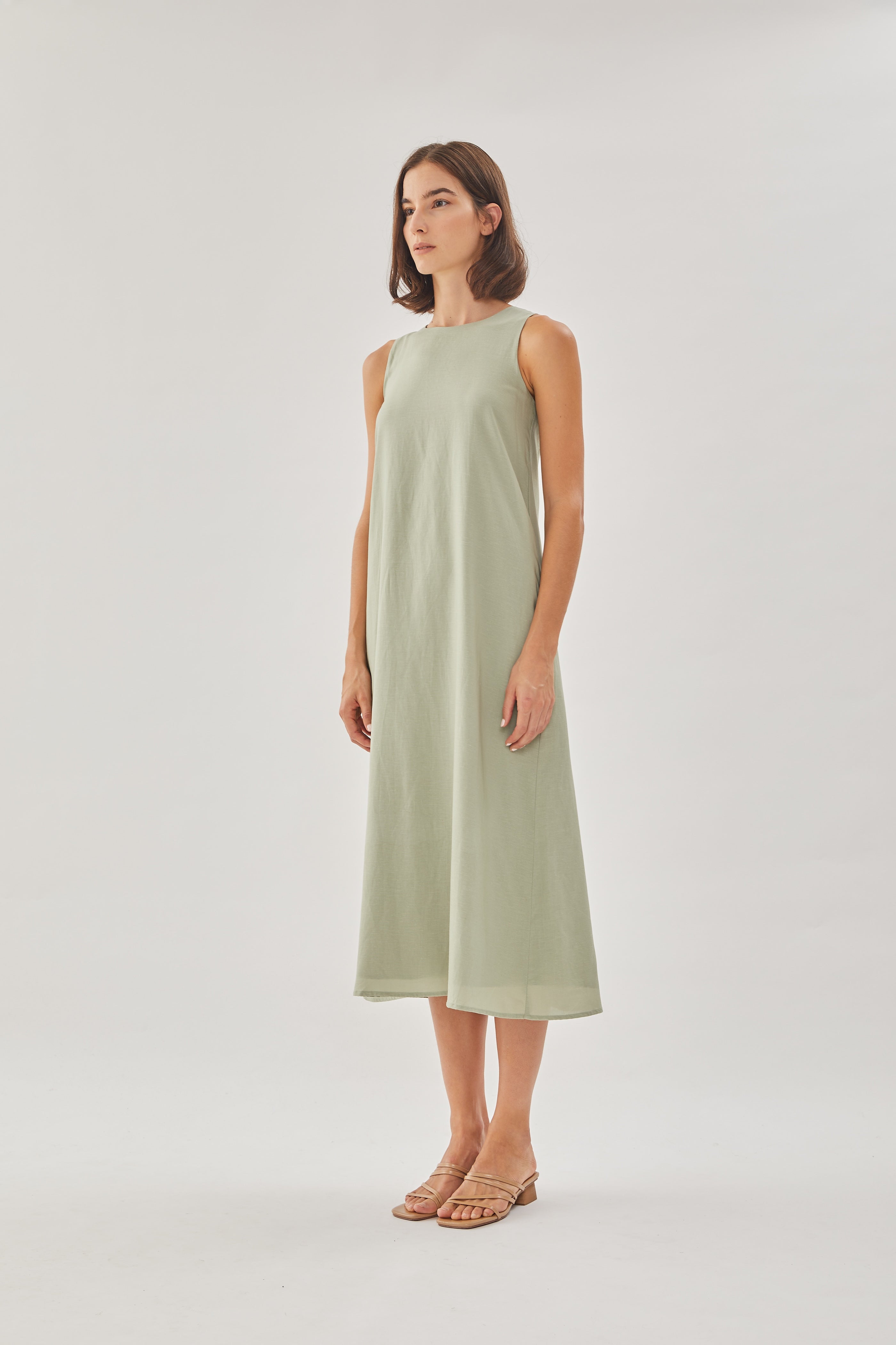 Midi Shift Dress in Sage