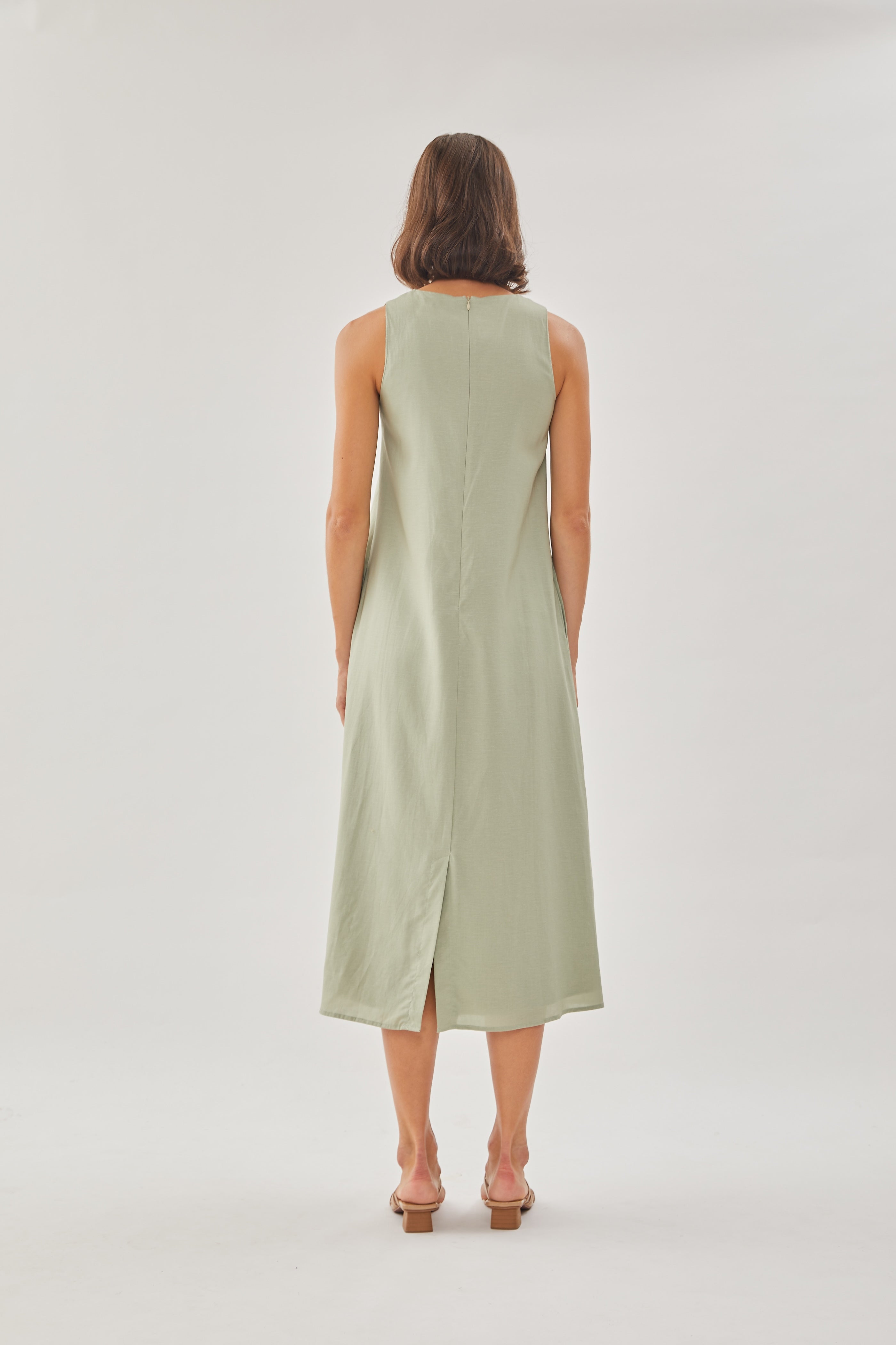 Midi Shift Dress in Sage