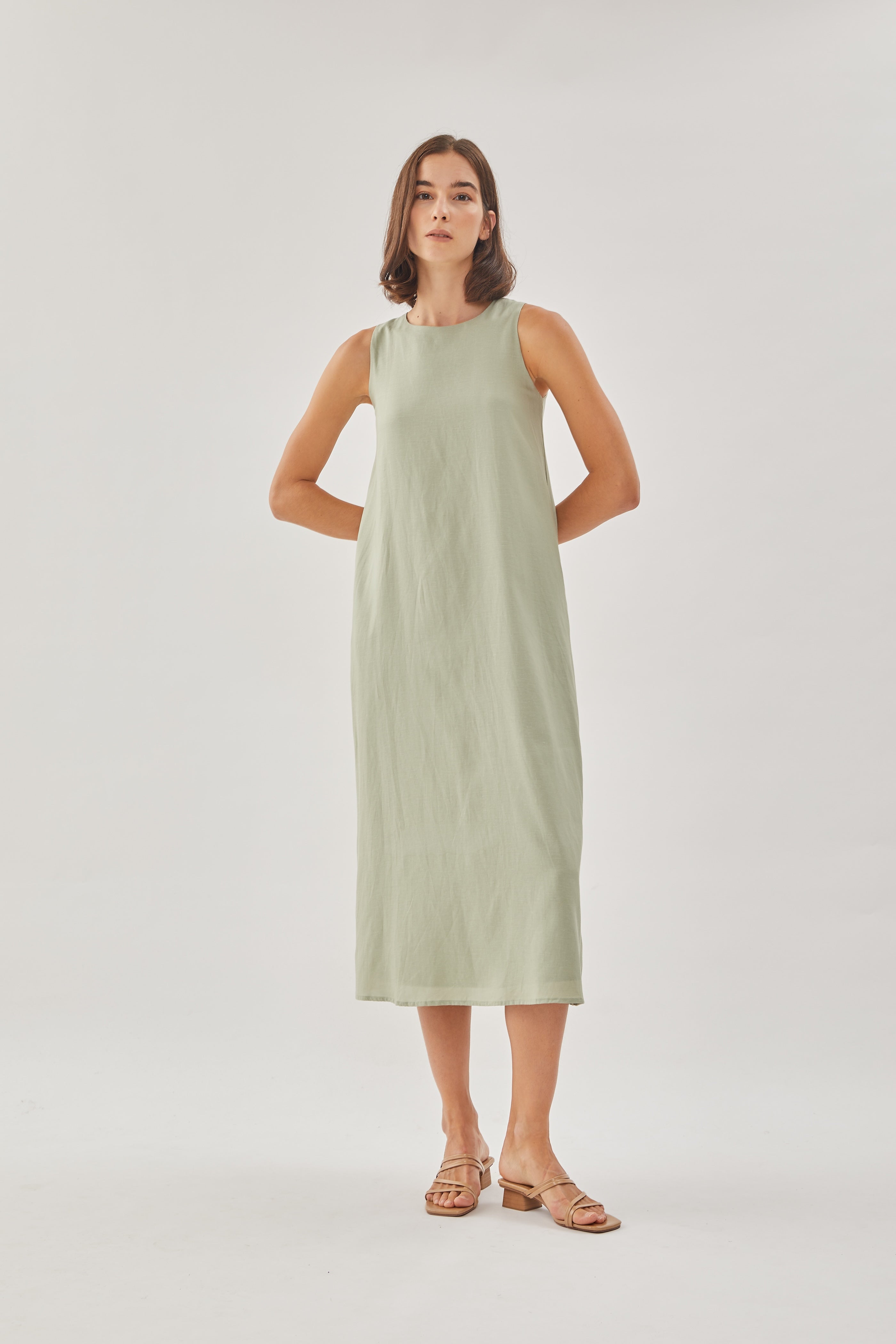 Midi Shift Dress in Sage