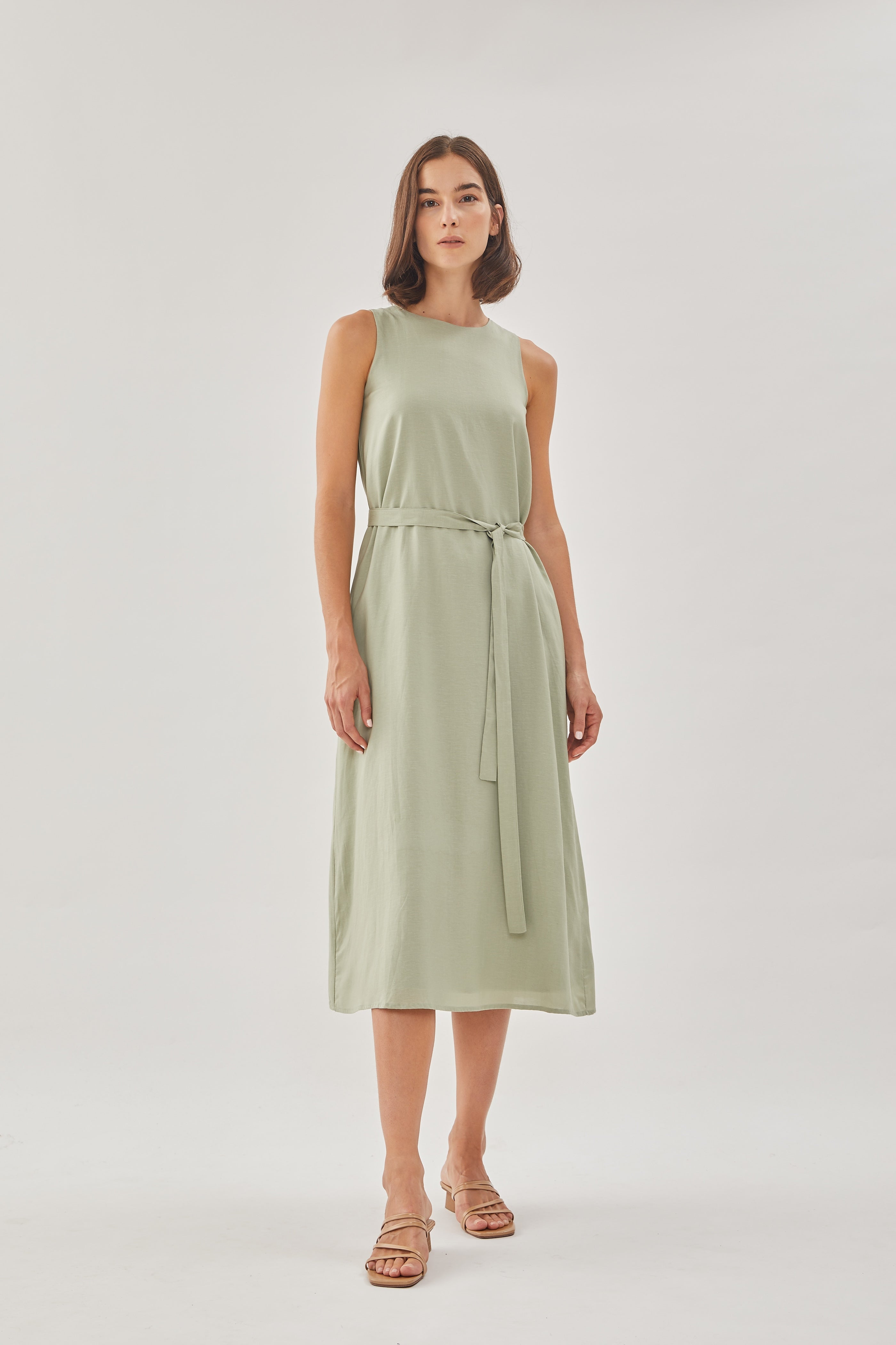 Midi Shift Dress in Sage