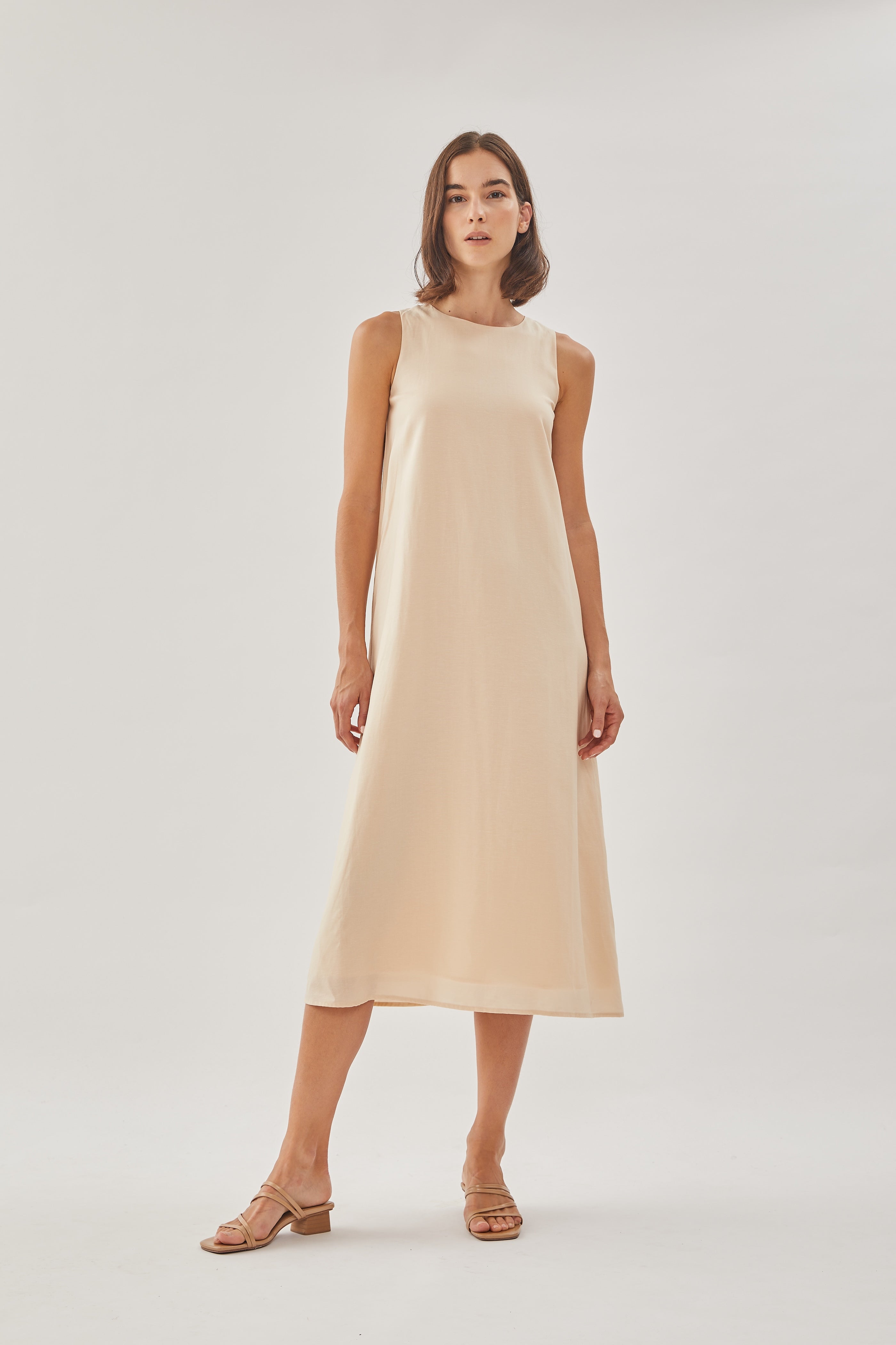 Midi Shift Dress in Natural