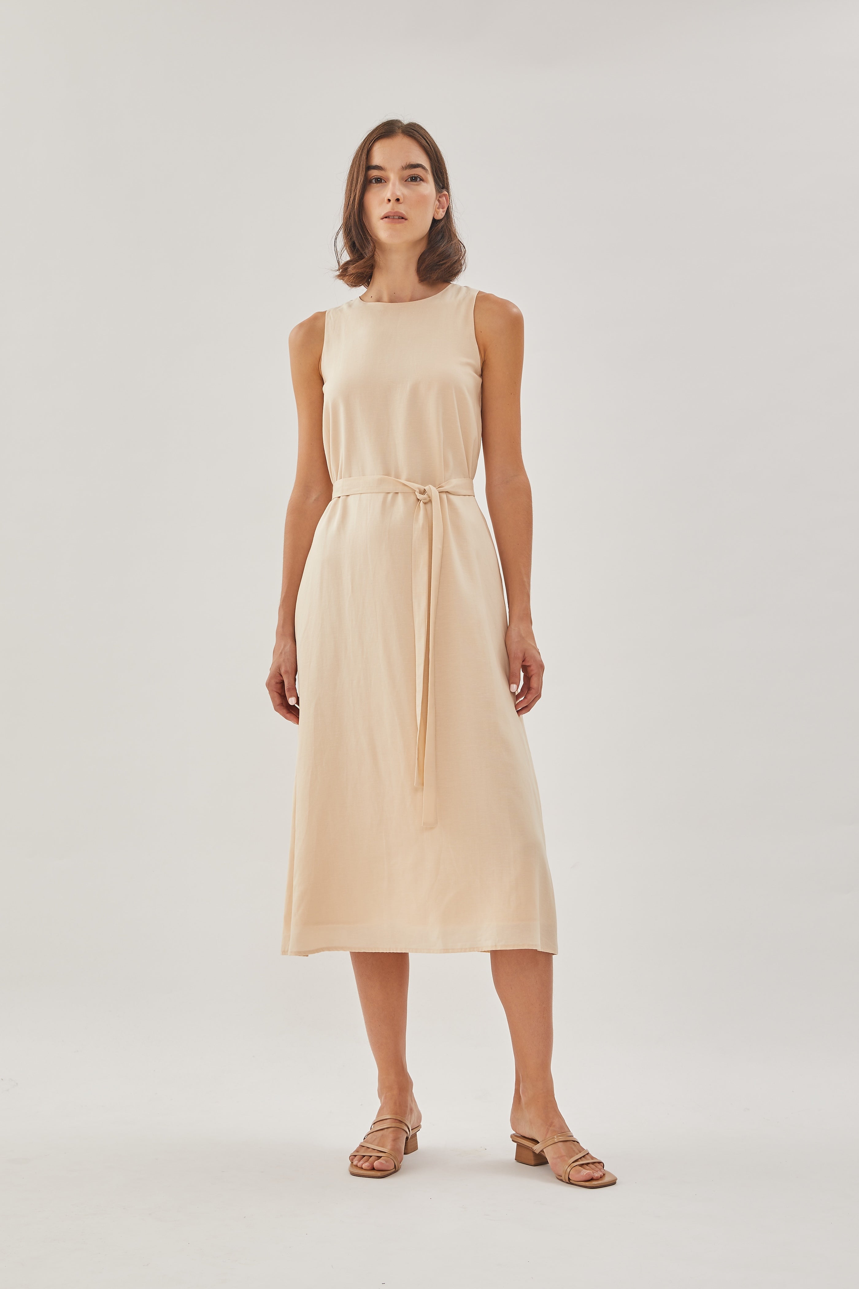 Midi Shift Dress in Natural