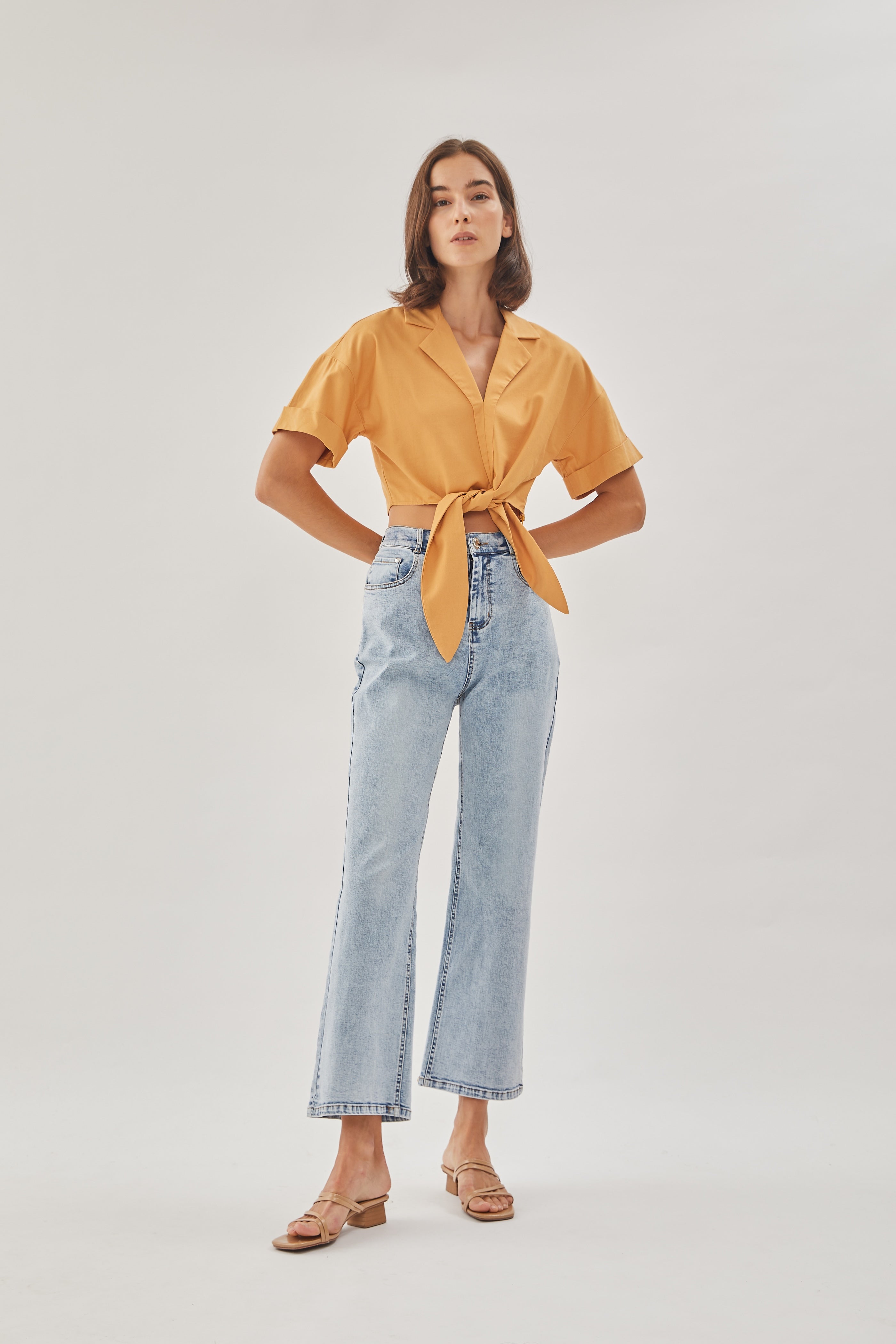 Linen Knotted Shirt in Sunset