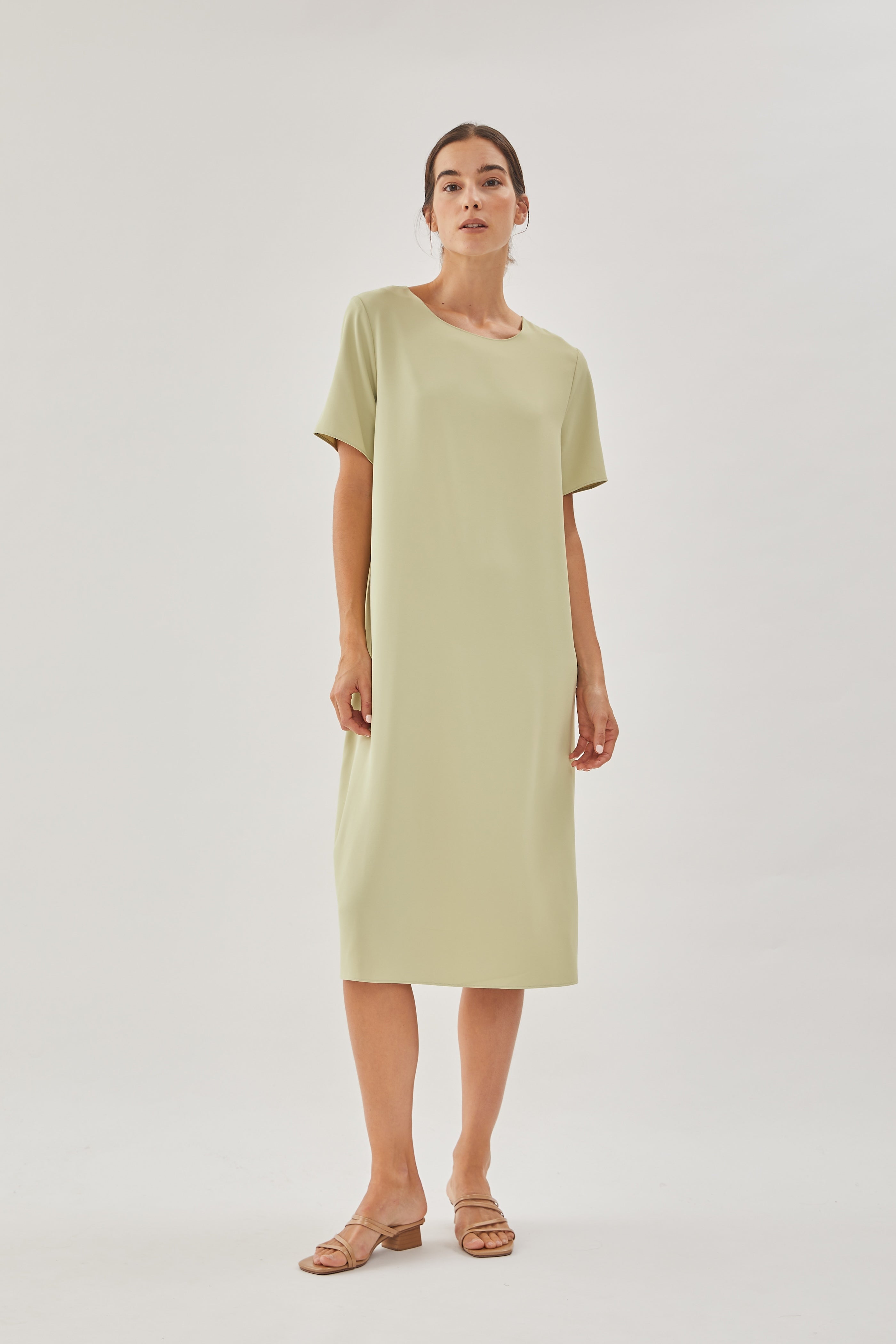 Midi Shift Dress in Soft Green