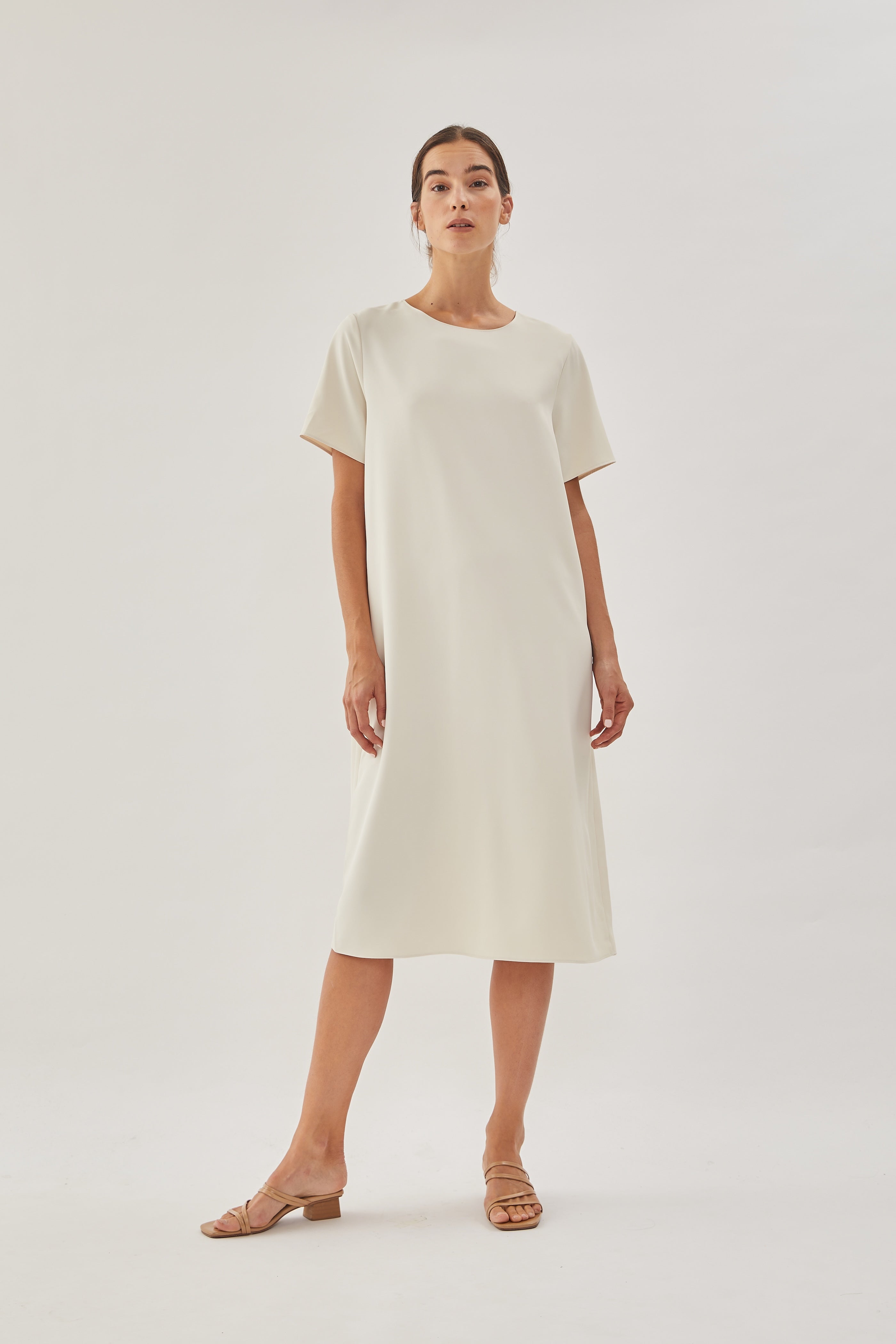 Midi Shift Dress in Cream
