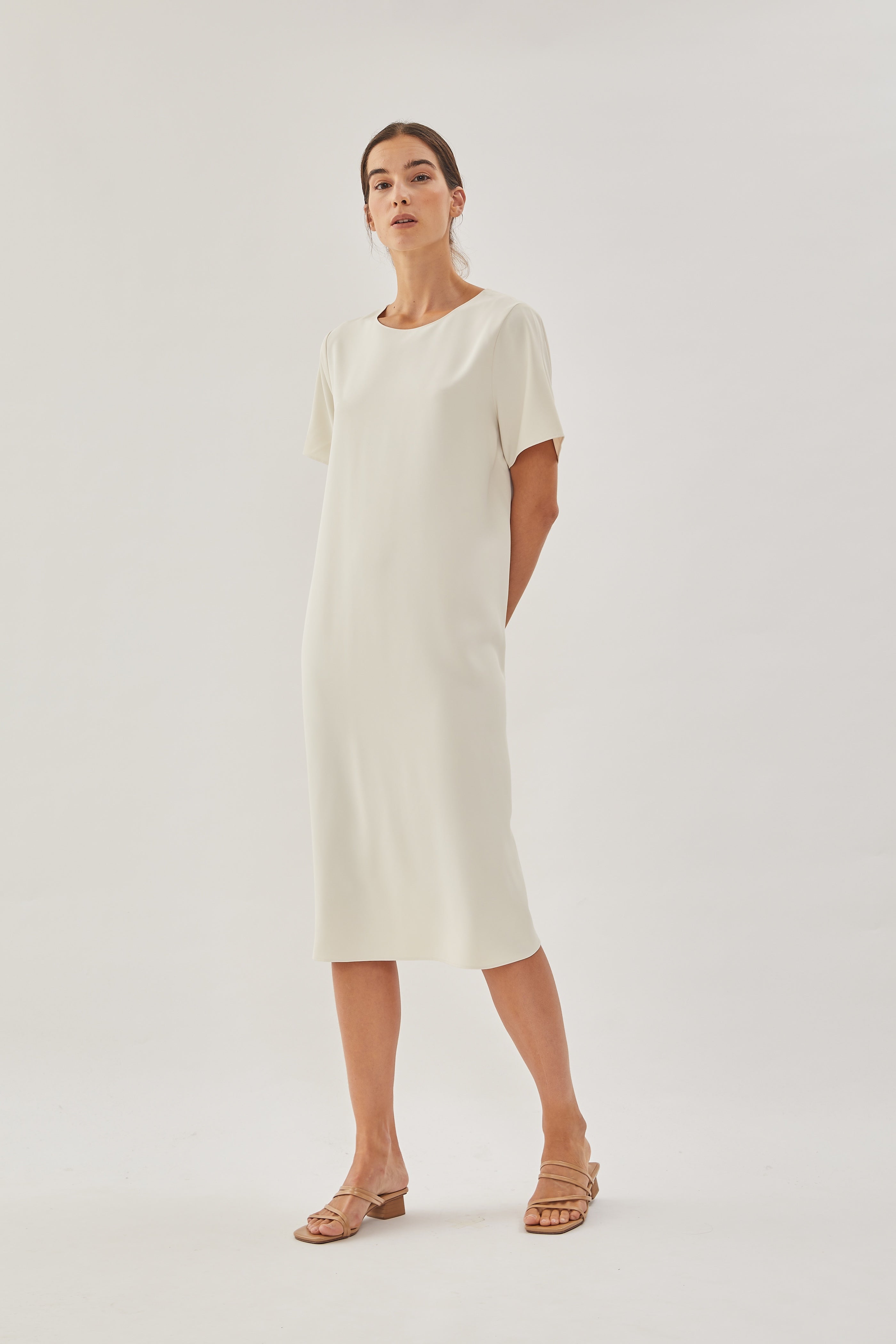 Midi Shift Dress in Cream