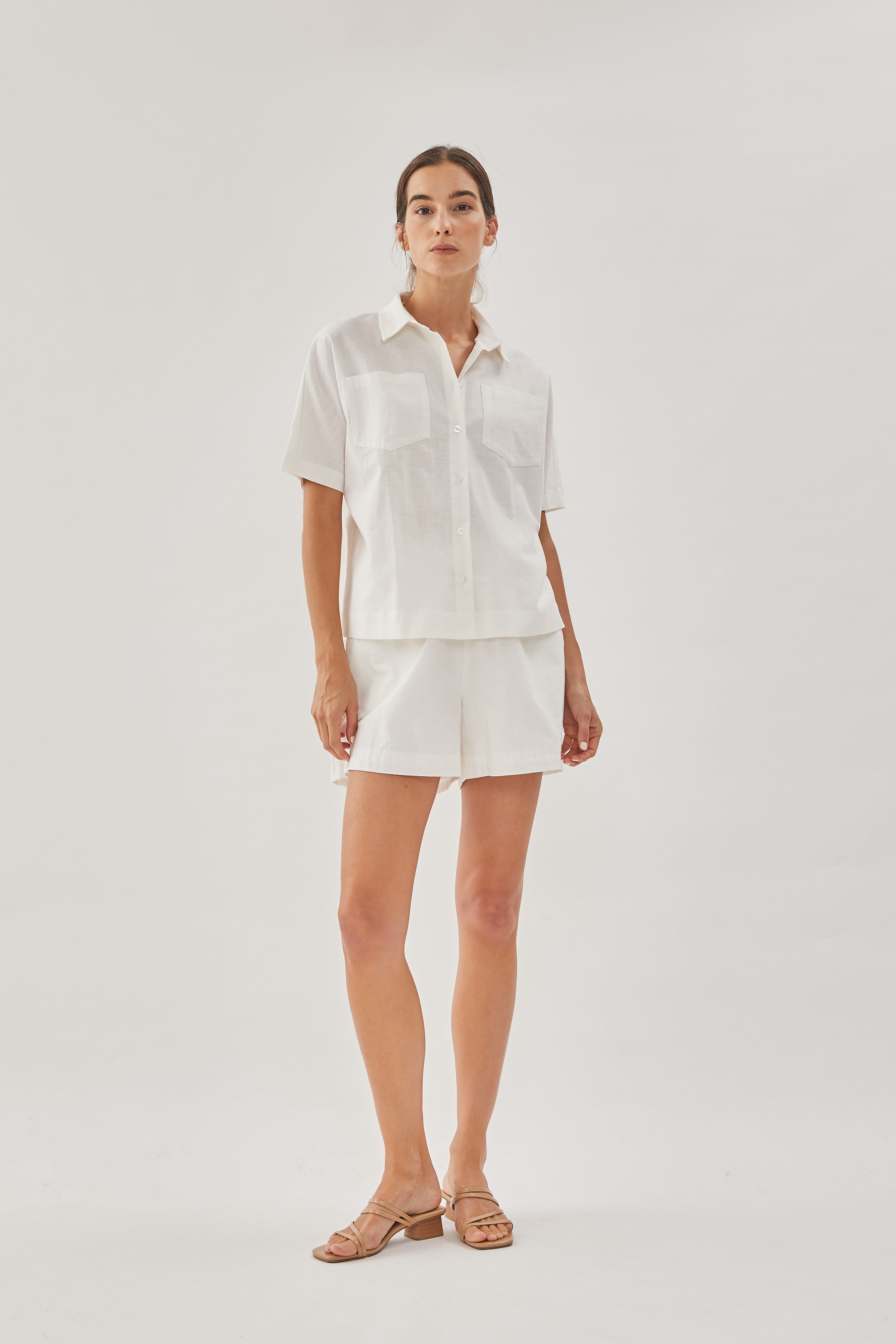 Linen Pocket Shirt in White