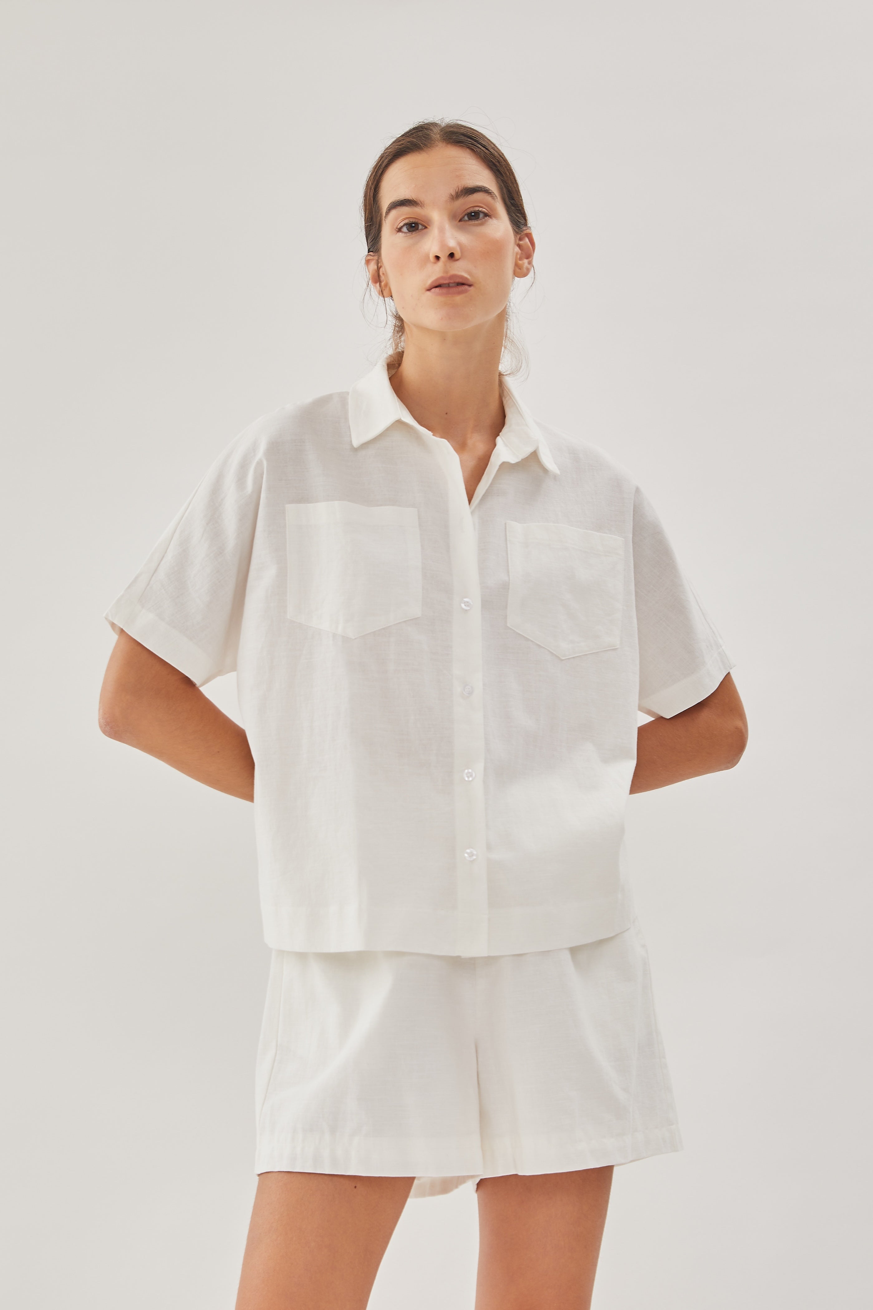 Linen Pocket Shirt in White