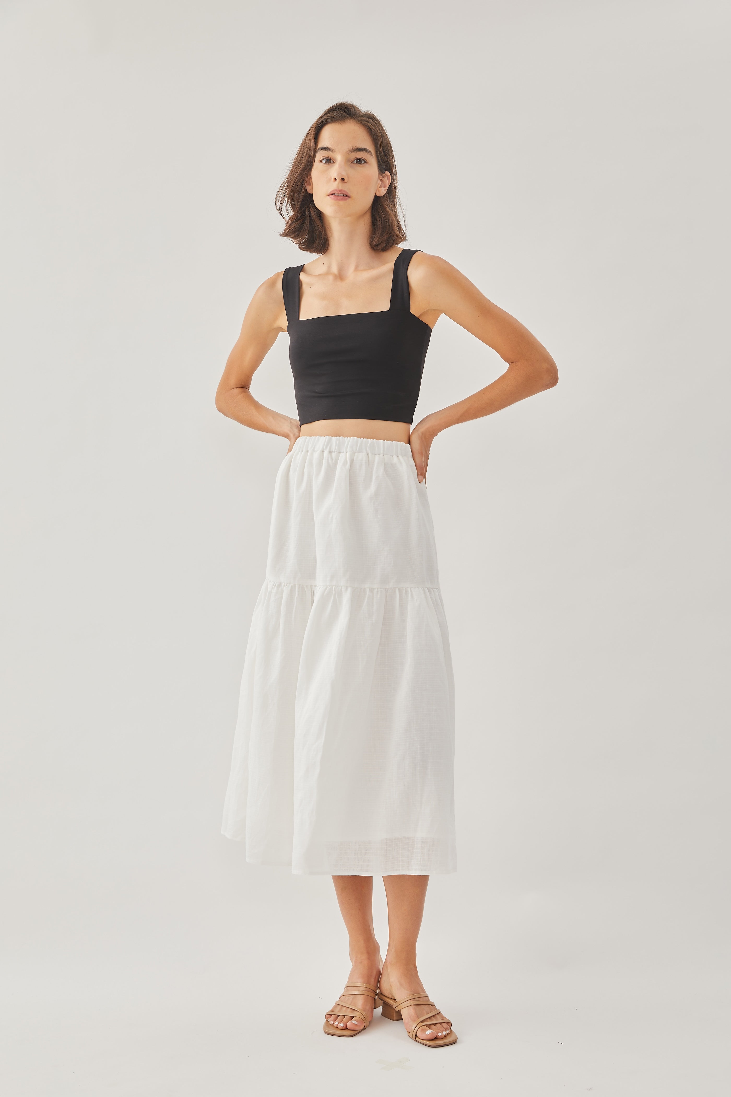 Tencel Midi Skirt in White