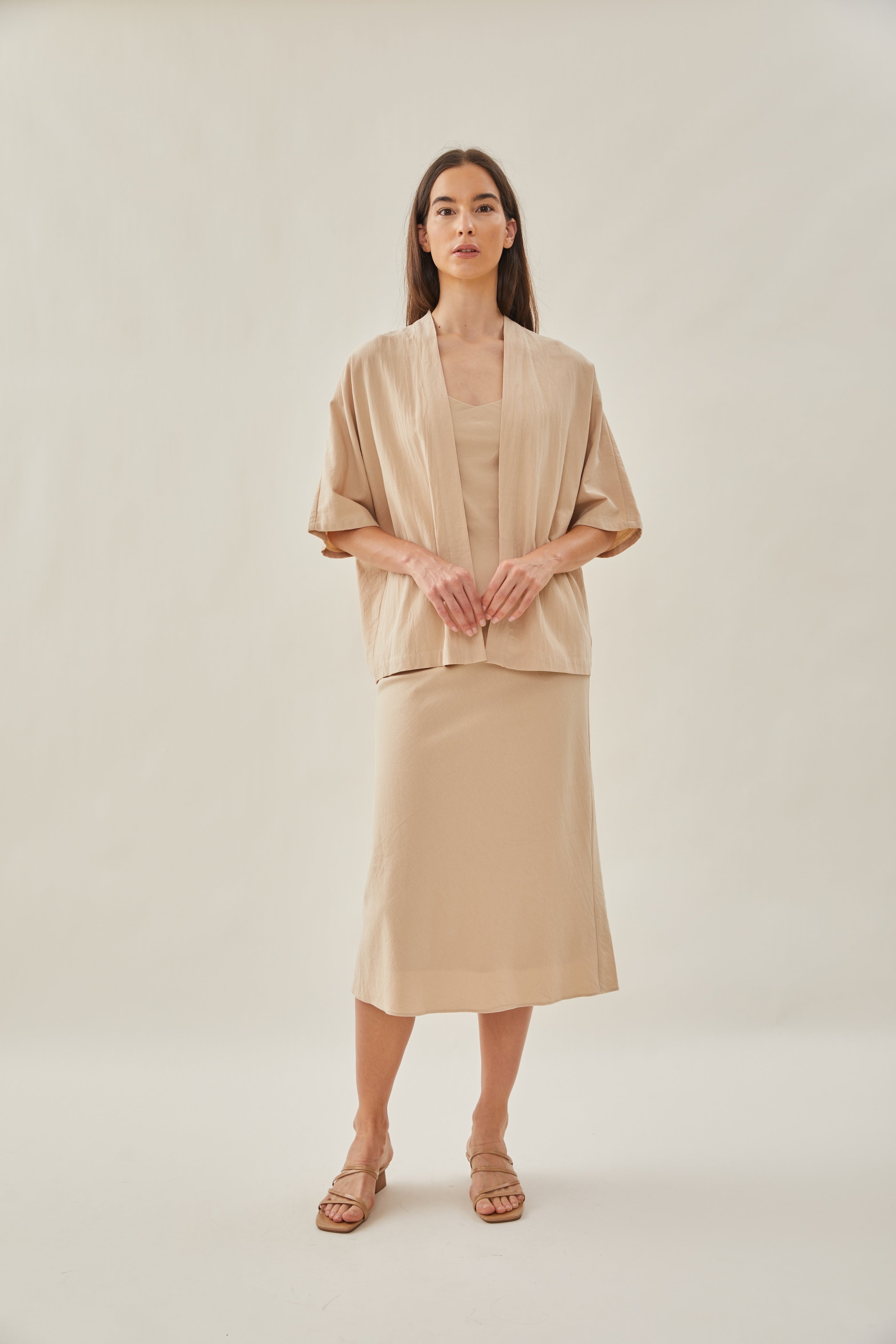 Cotton Kimono Outer in Sand
