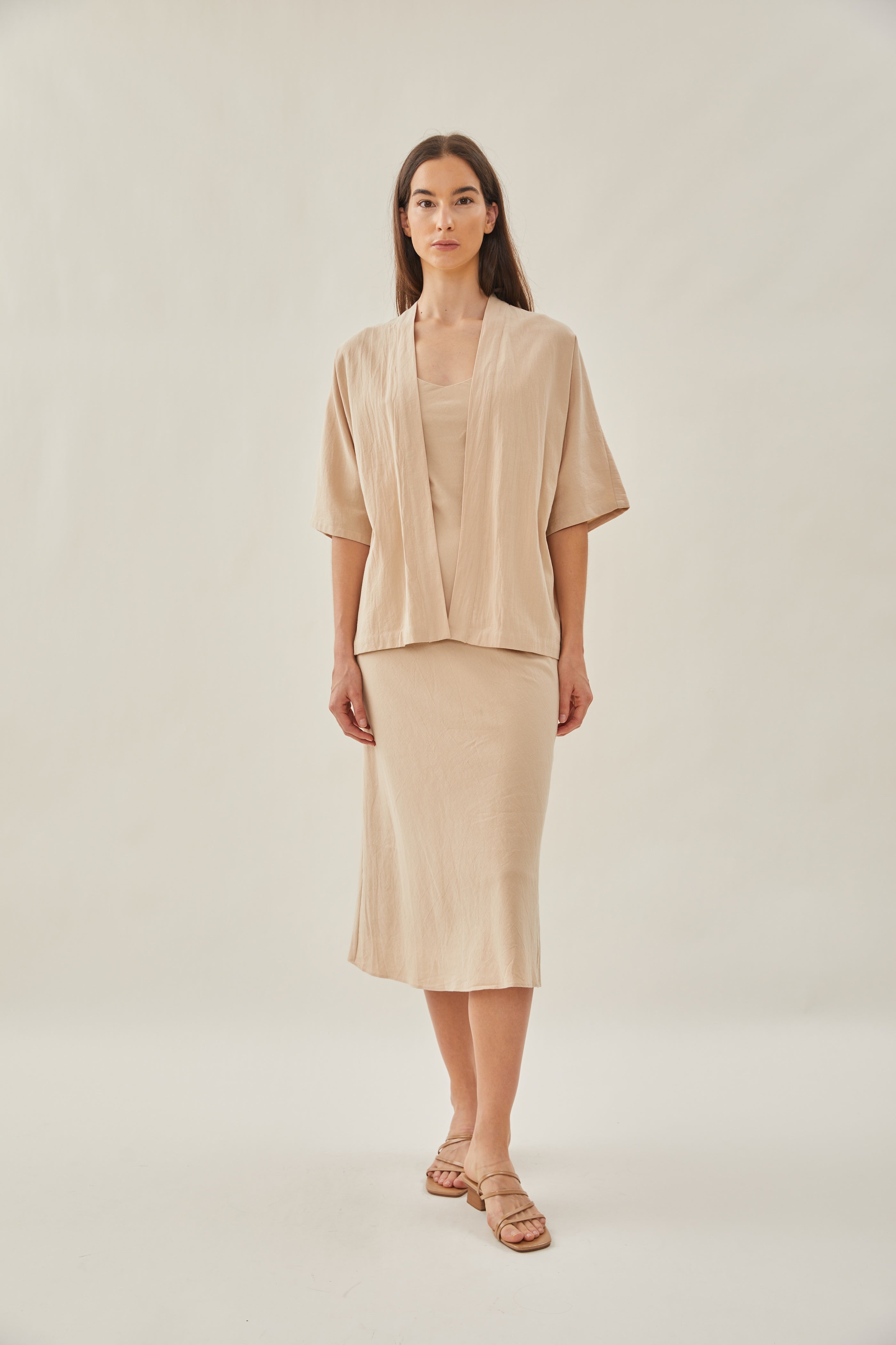 Cotton Kimono Outer in Sand