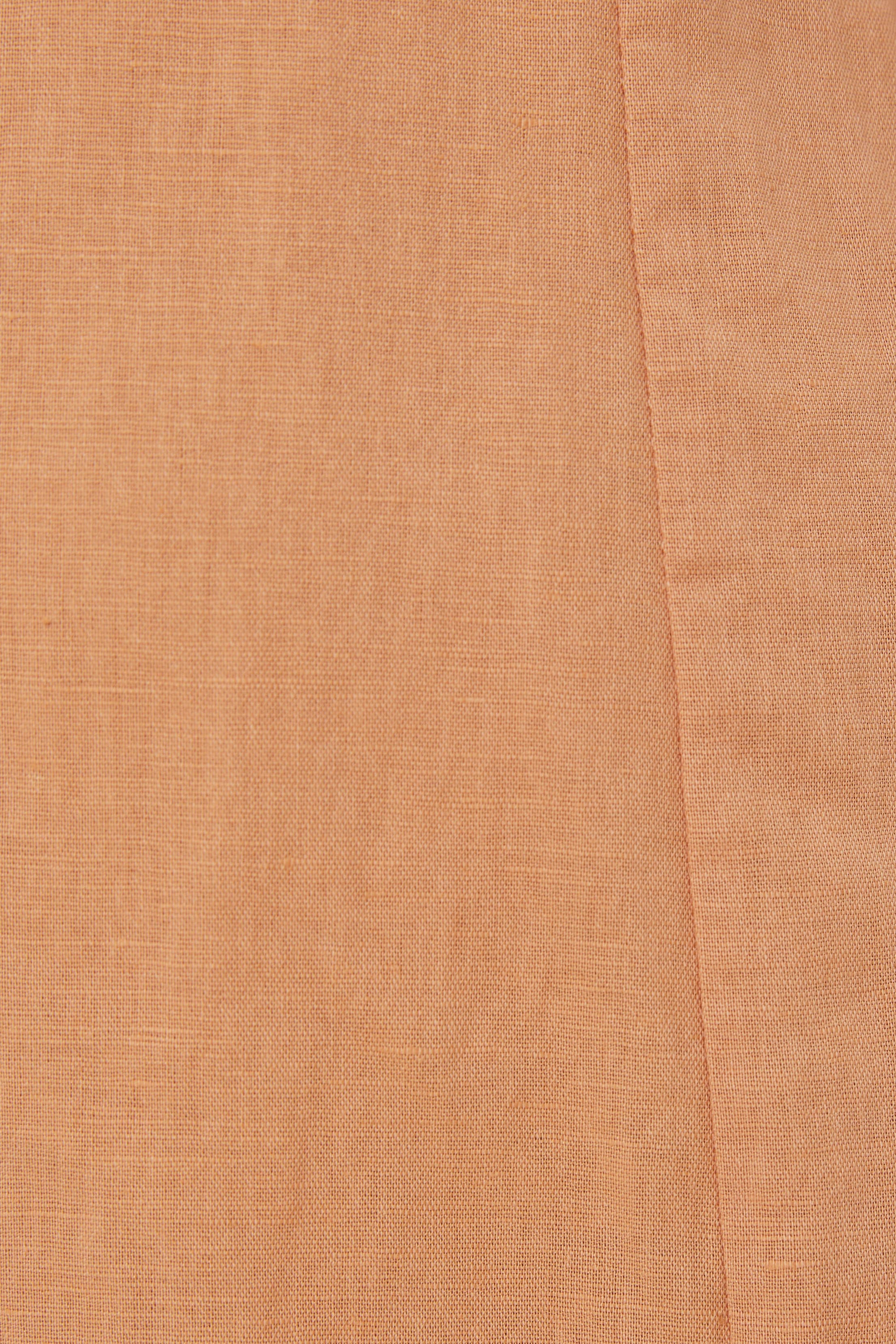 Sweetheart Puffed Sleeve Dress with Slit in Ochre