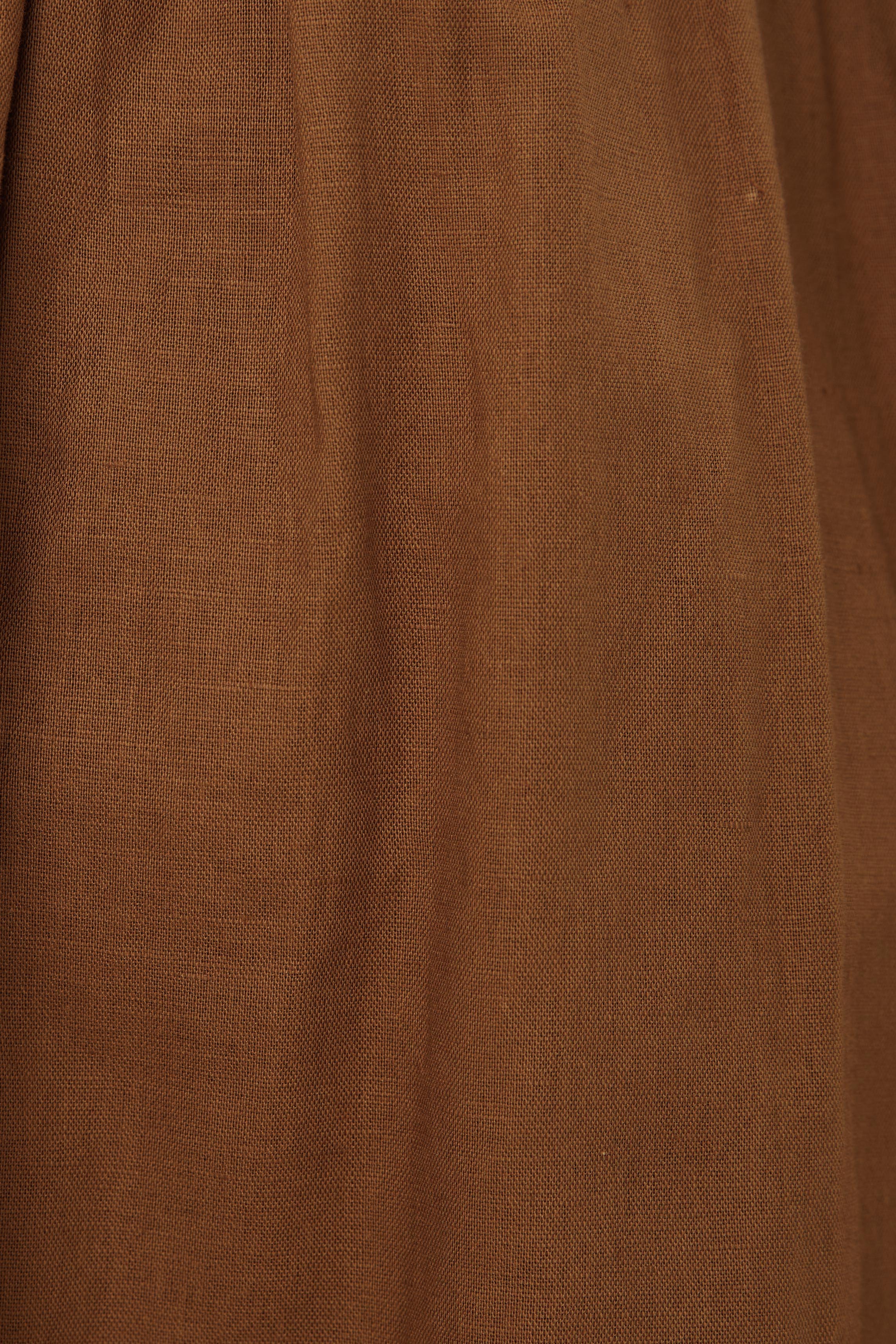 Bustier Gathered Midi Dress in Brown