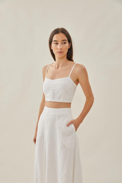 Bustier Cropped Tank in White