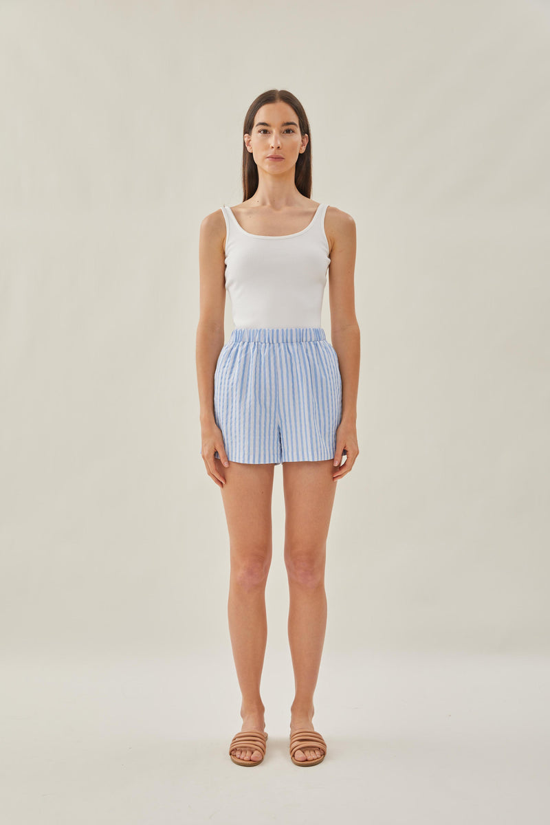 Relaxed Shorts in Stripe Blue