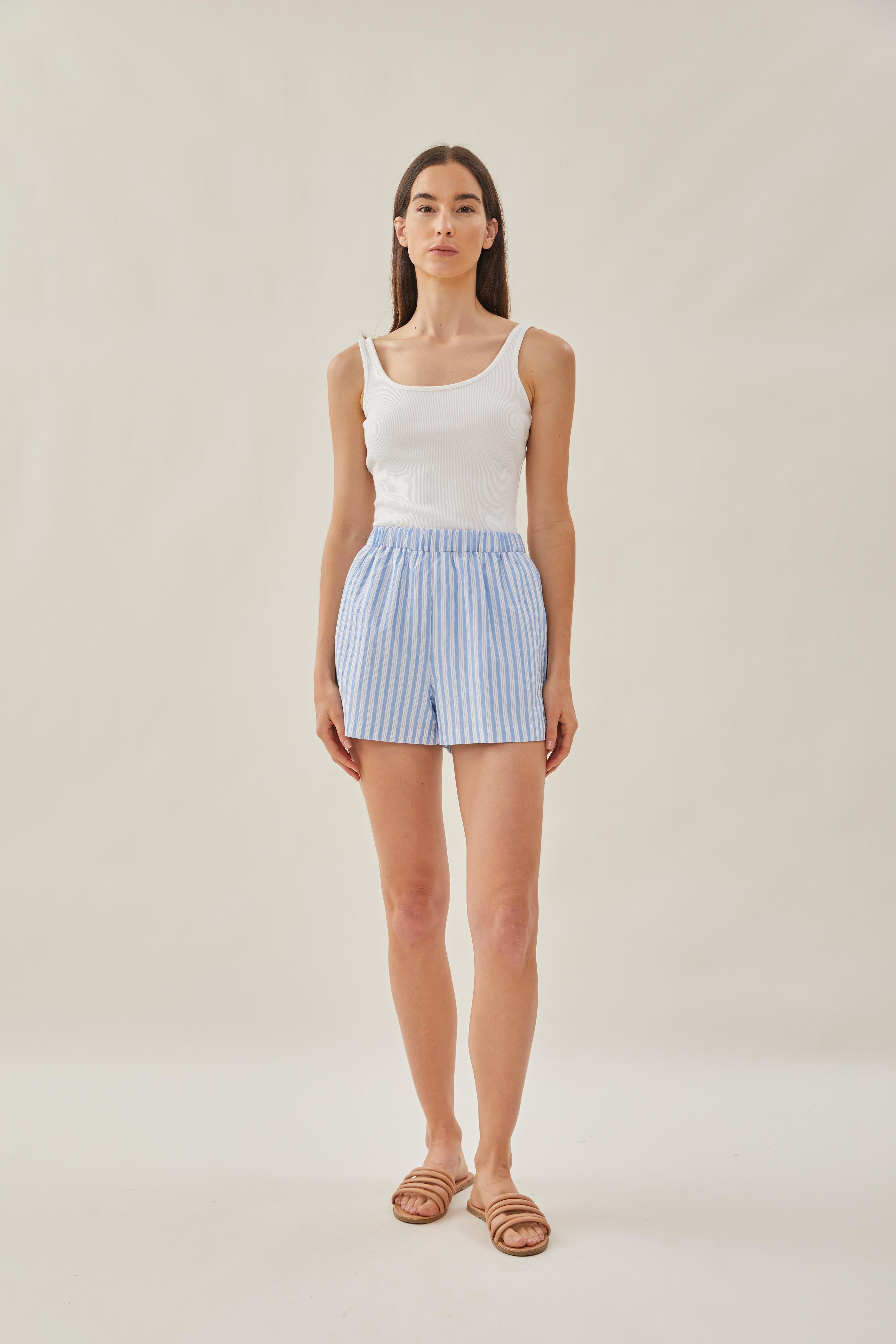 Relaxed Shorts in Stripe Blue