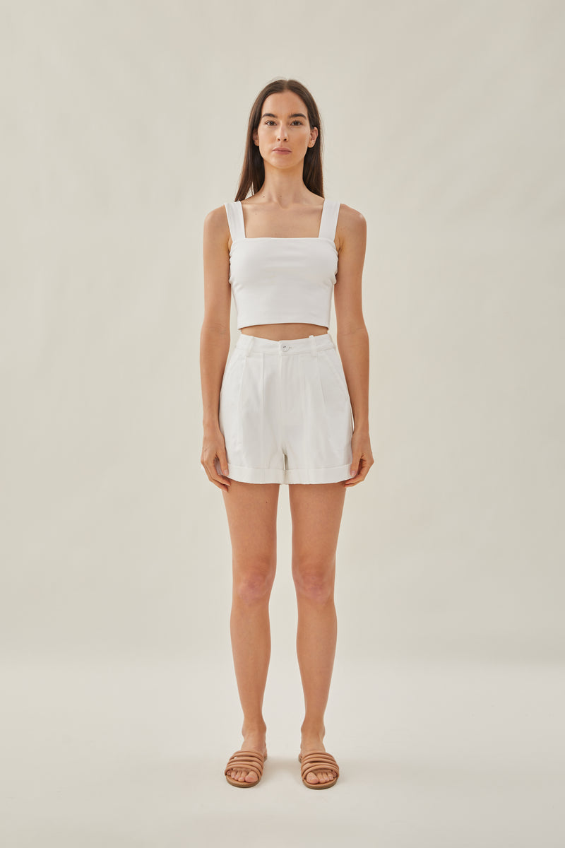 High Waisted Relaxed Shorts in White