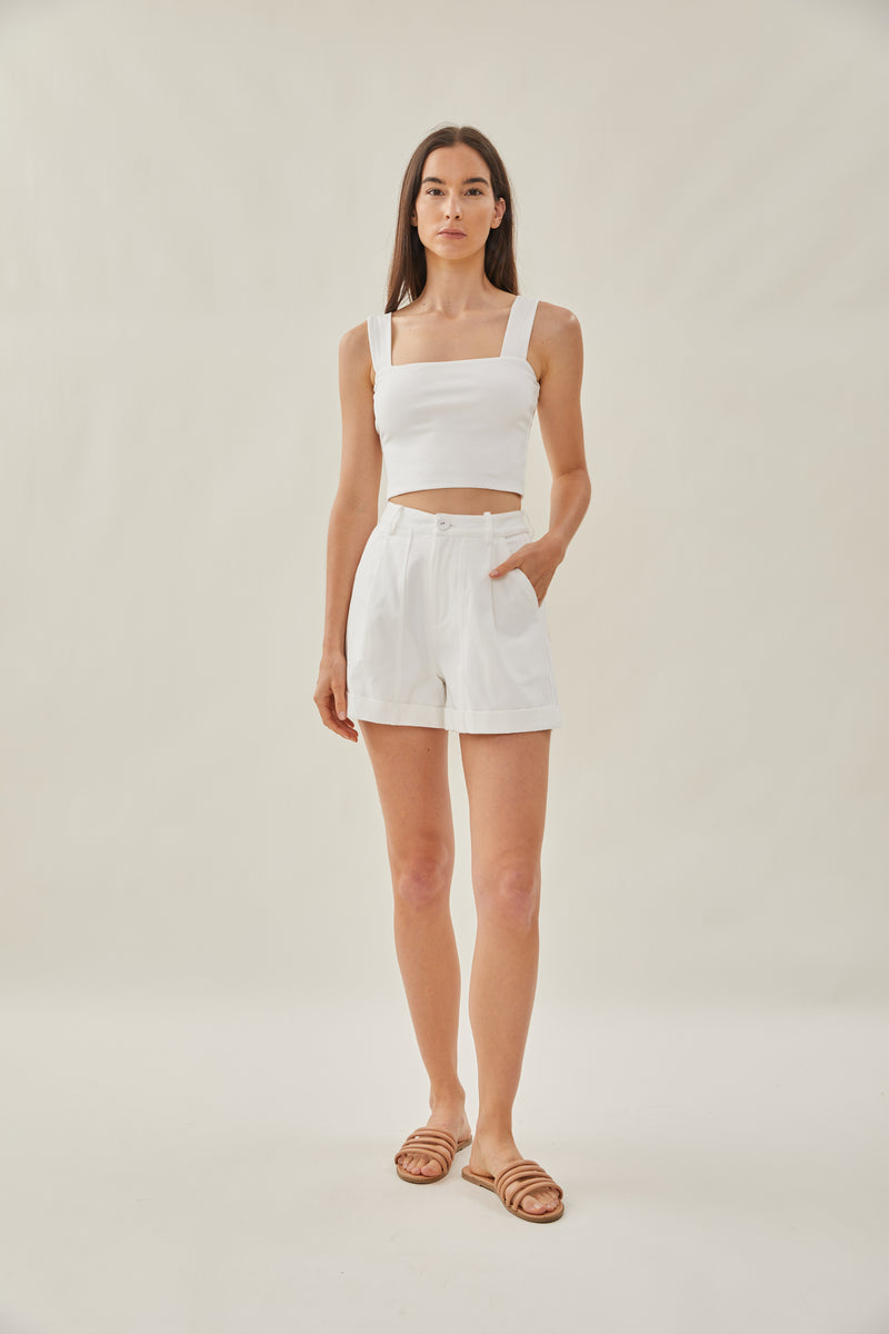 High Waisted Relaxed Shorts in White