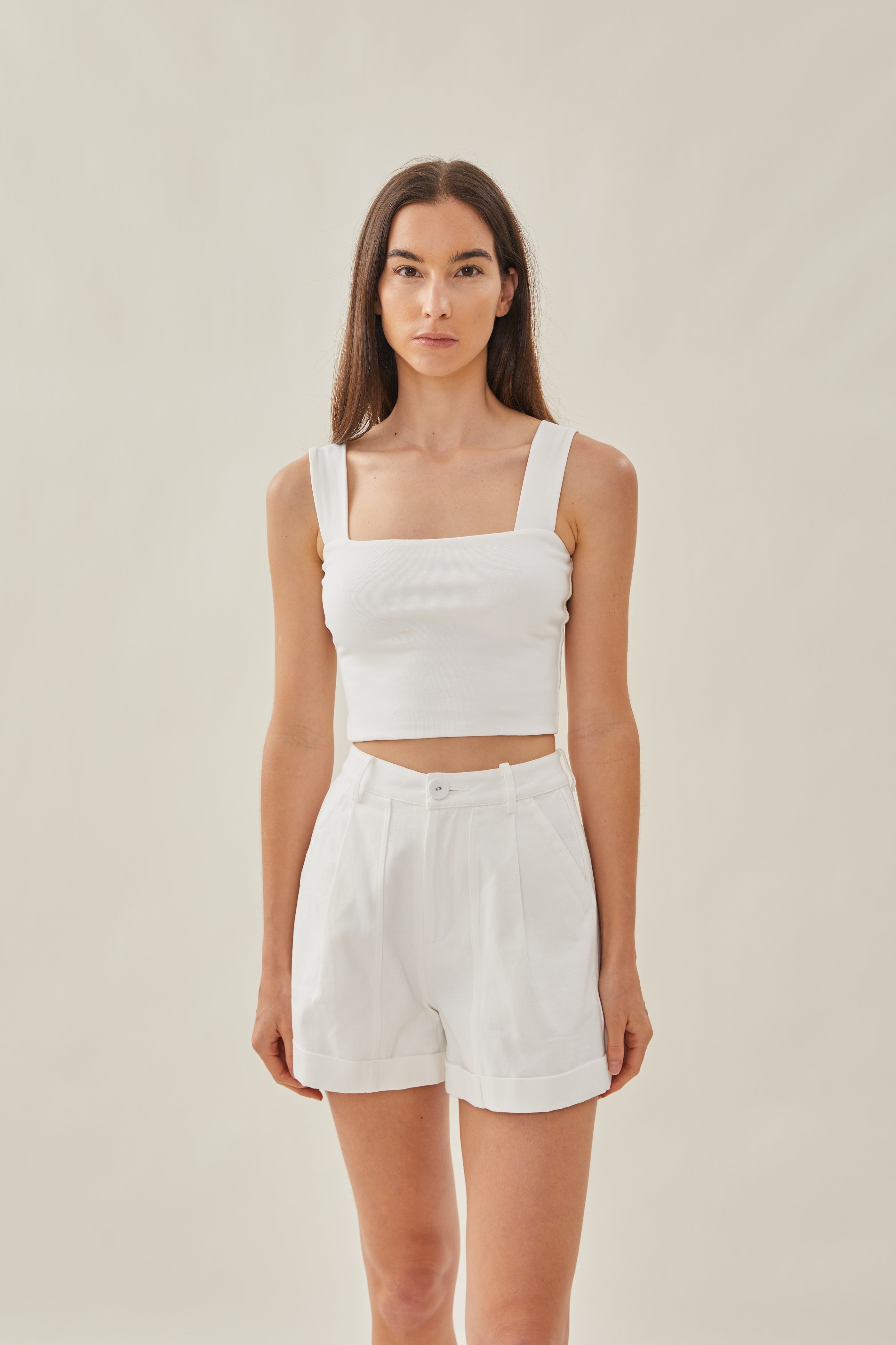 High Waisted Relaxed Shorts in White