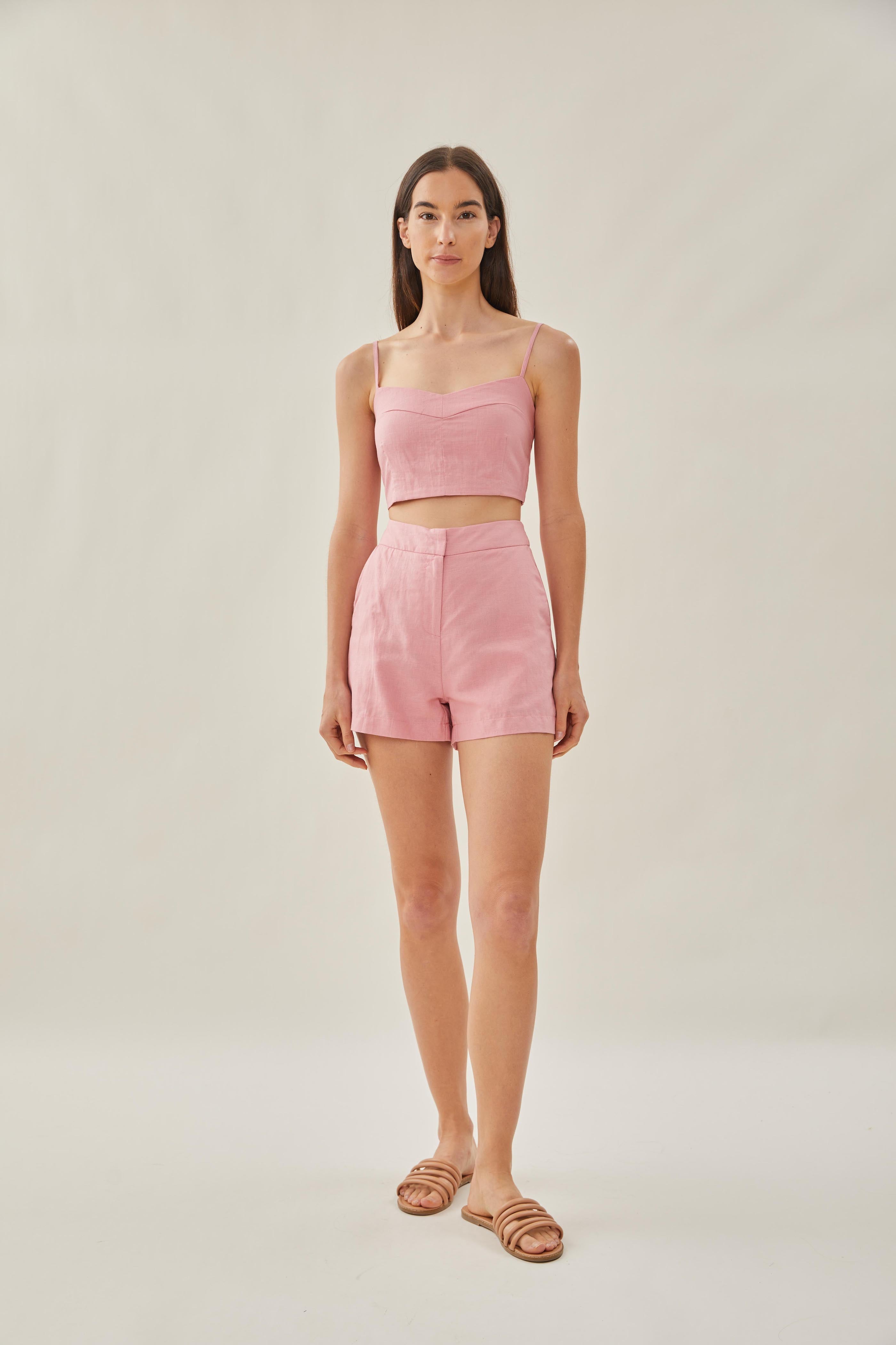 Bustier Cropped Tank in Pink