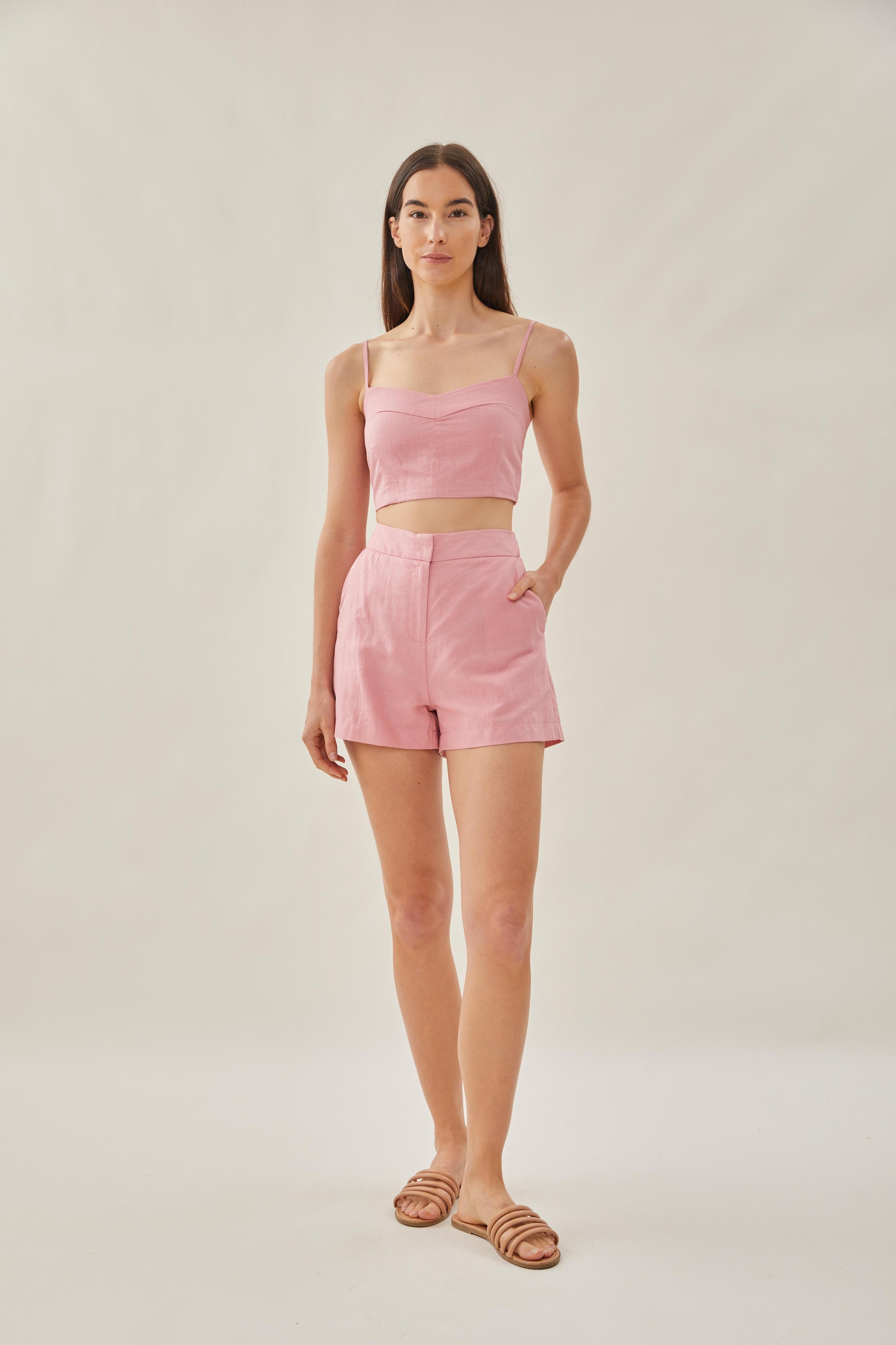 Bustier Cropped Tank in Pink