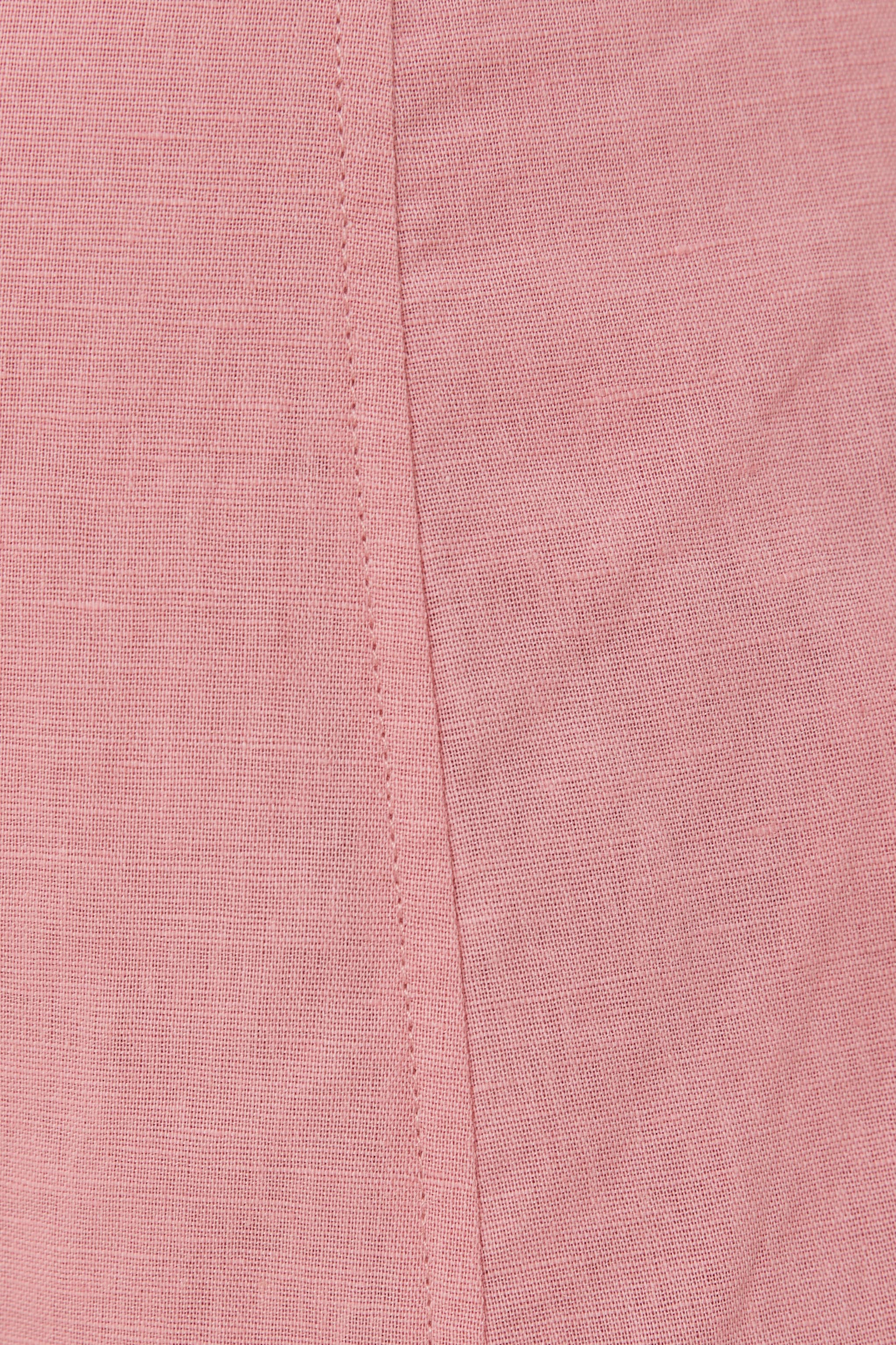 Linen Flared Midi Skirt in Pink
