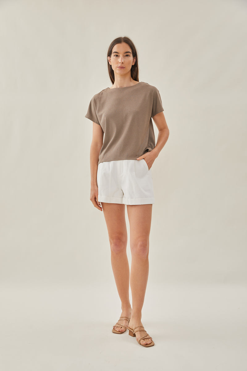Classic Relaxed Blouse in Taupe