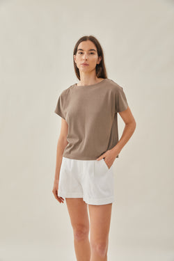 Classic Relaxed Blouse in Taupe