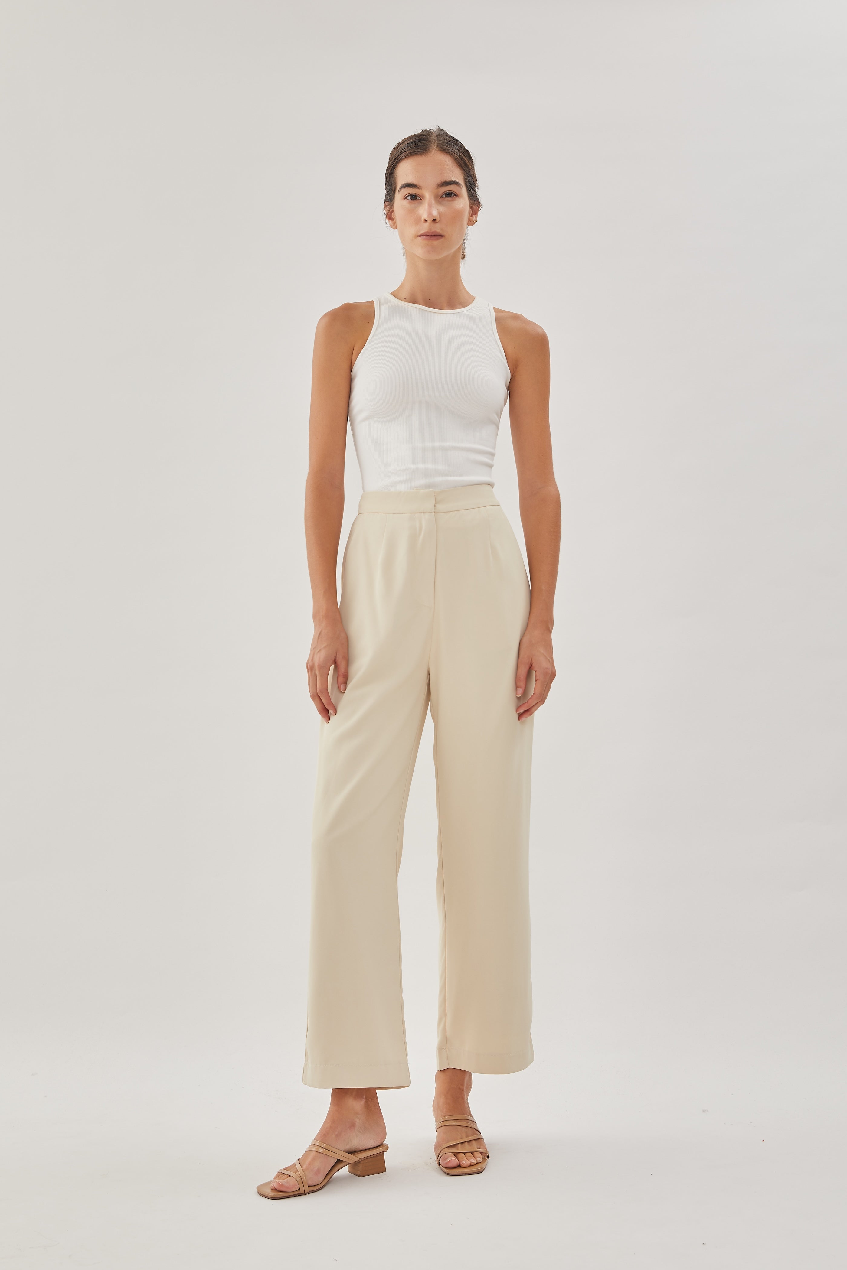 Straight Legged Pants in Cream