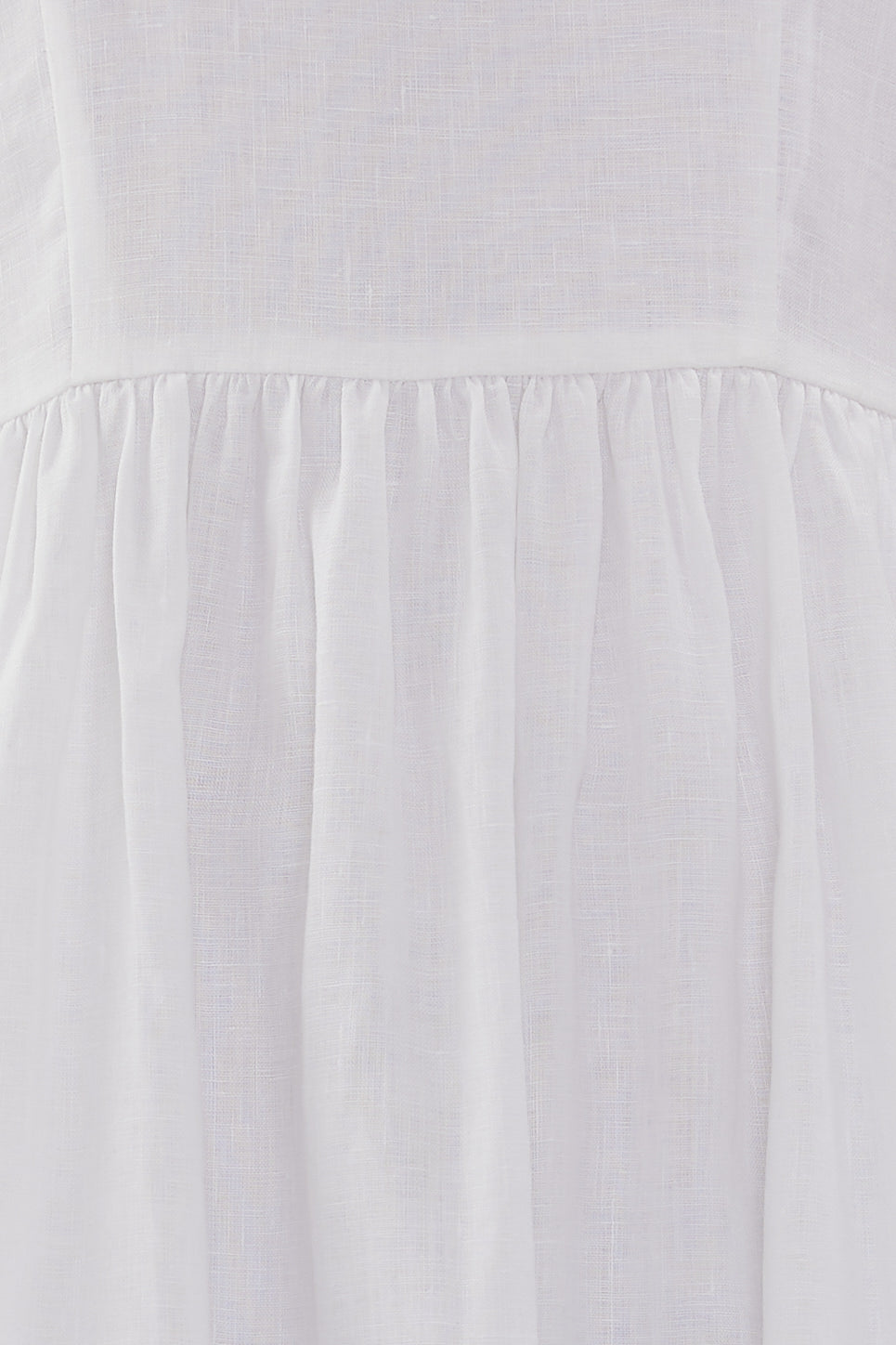 Linen Sleeveless Gathered Dress in White