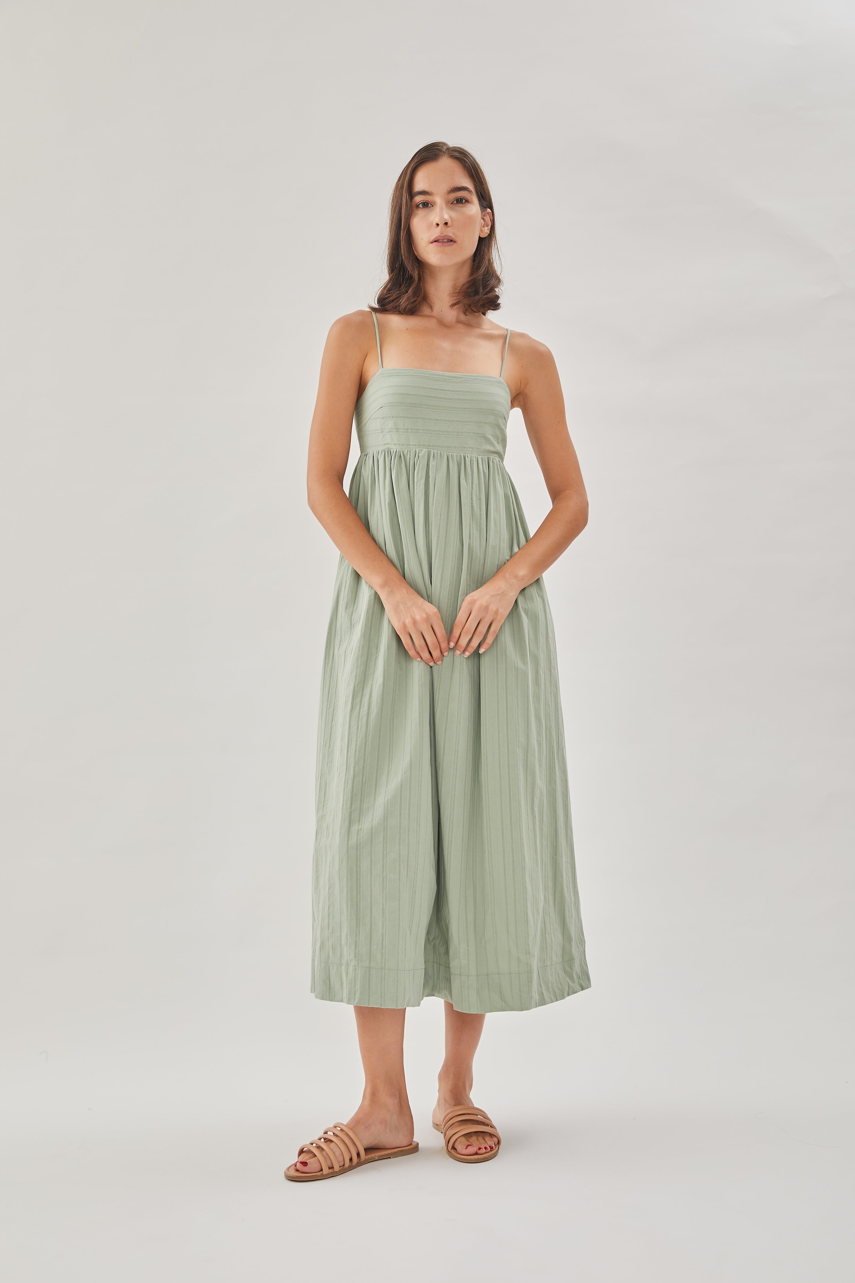 Cotton Cami Midi Dress in Sage