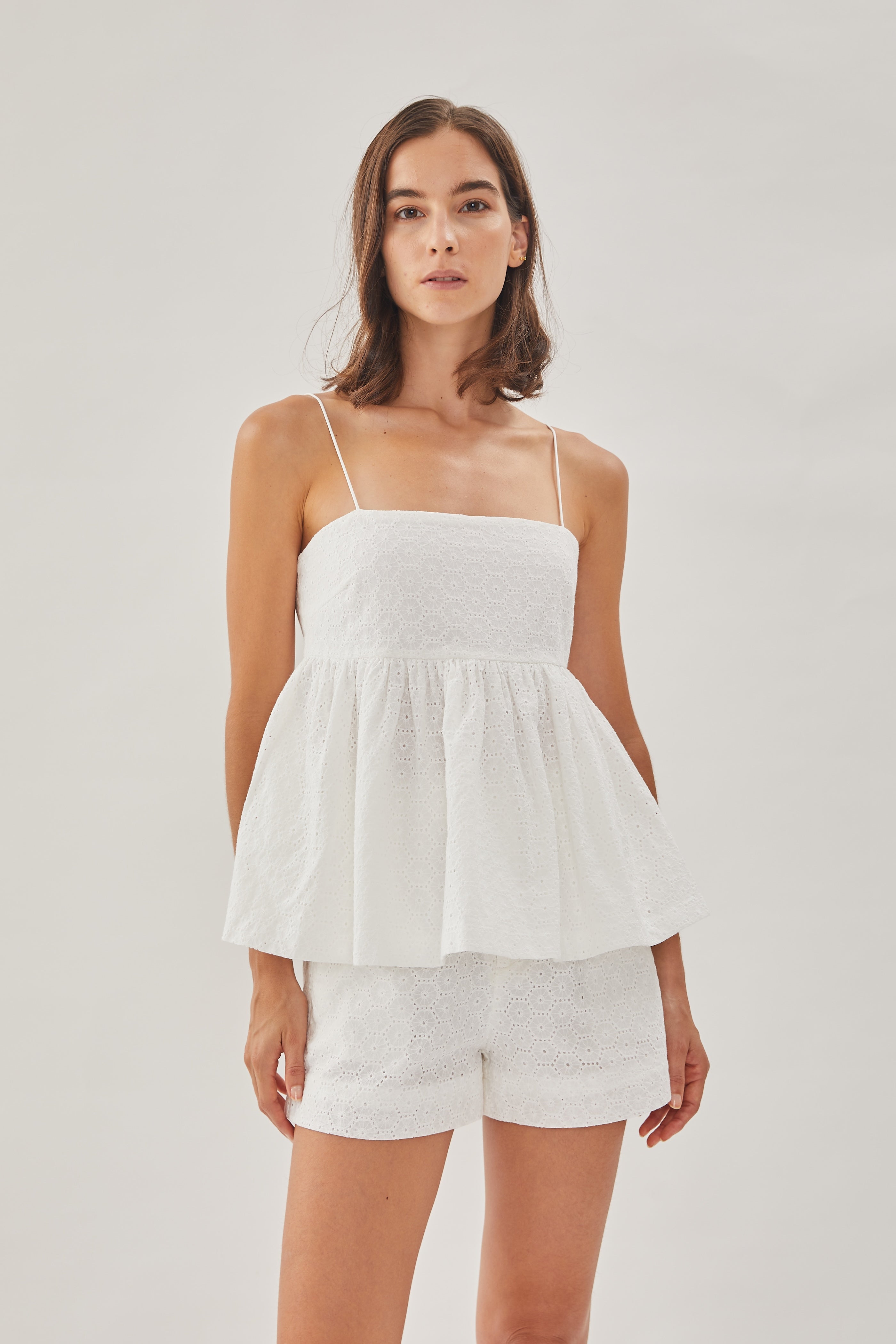Cotton Crochet Cami Top in White