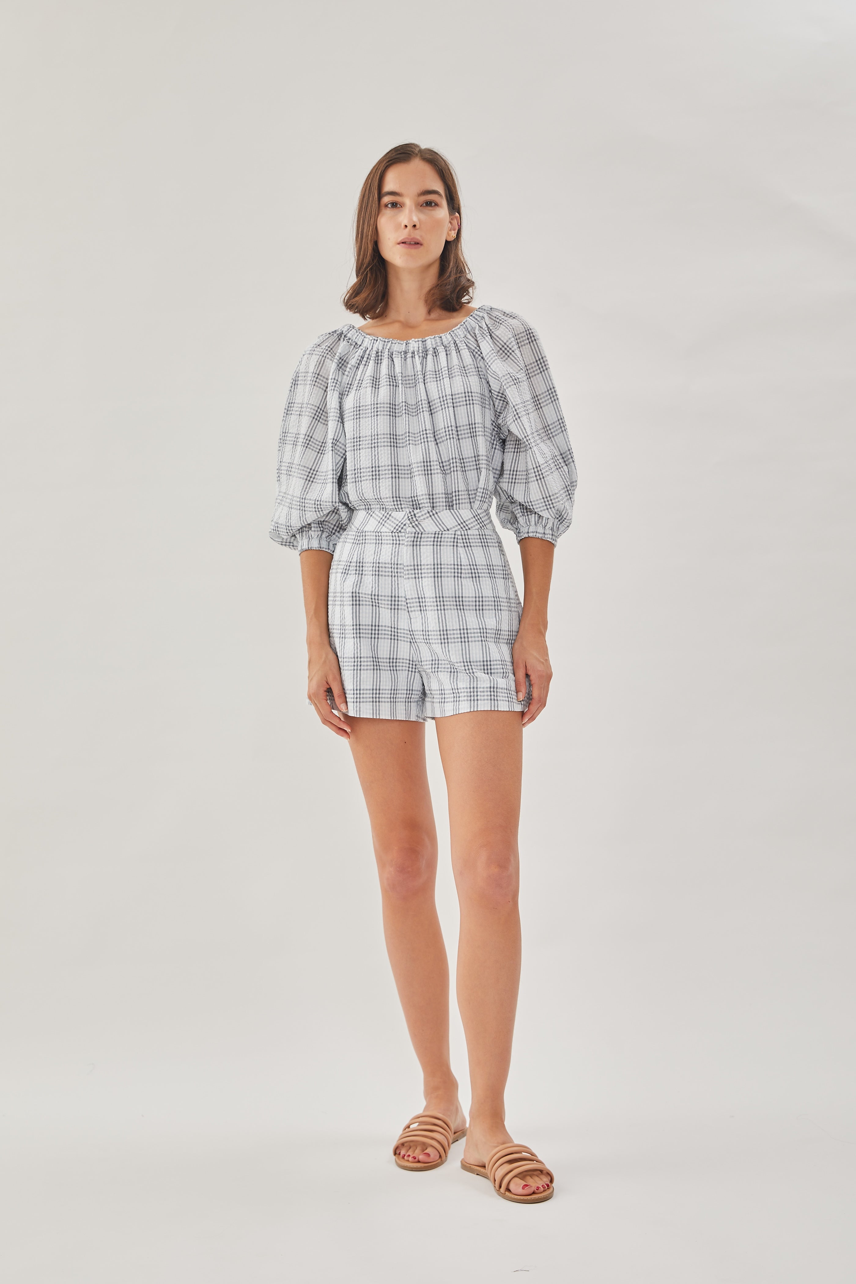 Seersucker Shorts in Mist