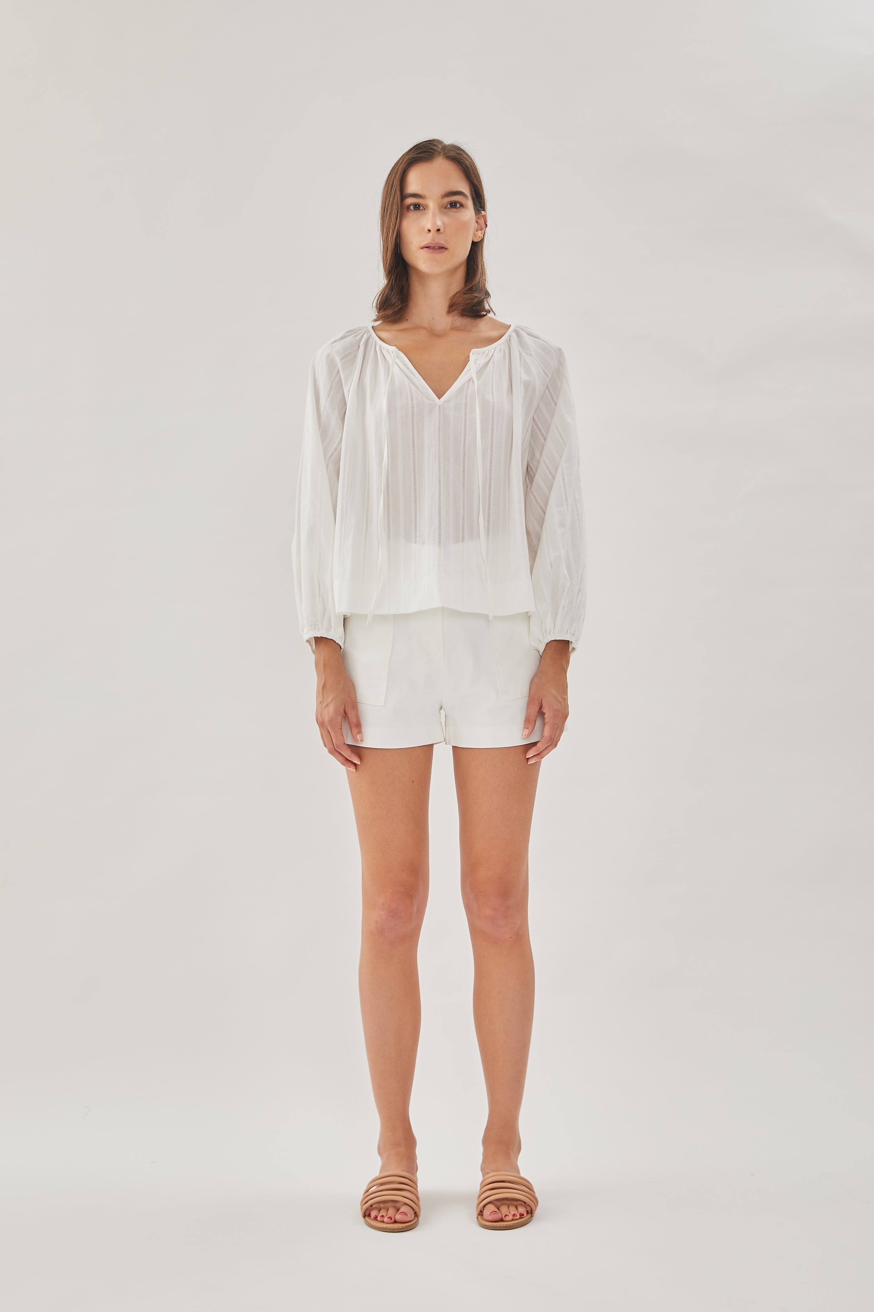 Cotton Poplin Blouse in White