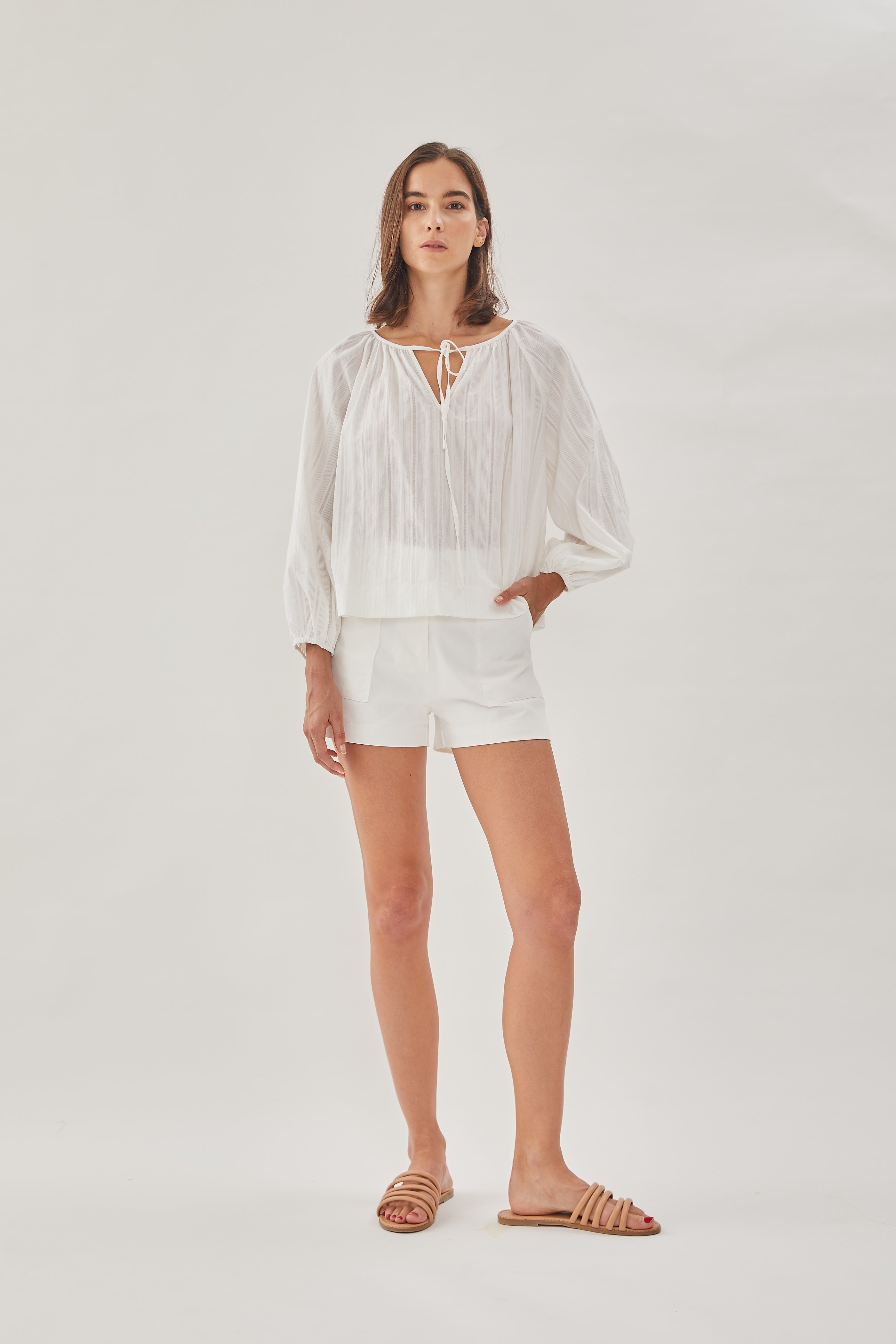 Cotton Poplin Blouse in White