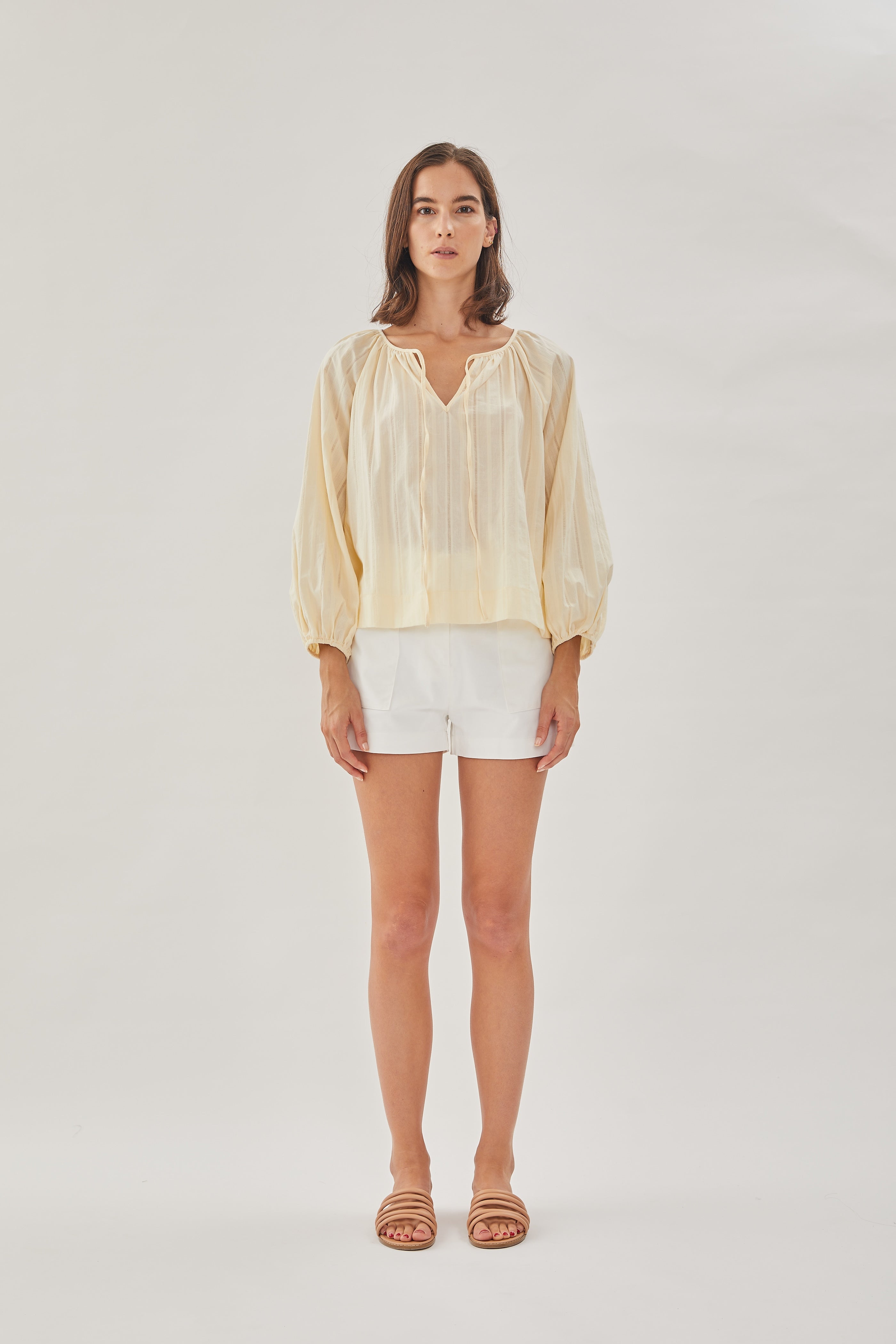 Cotton Poplin Blouse in Soft Yellow