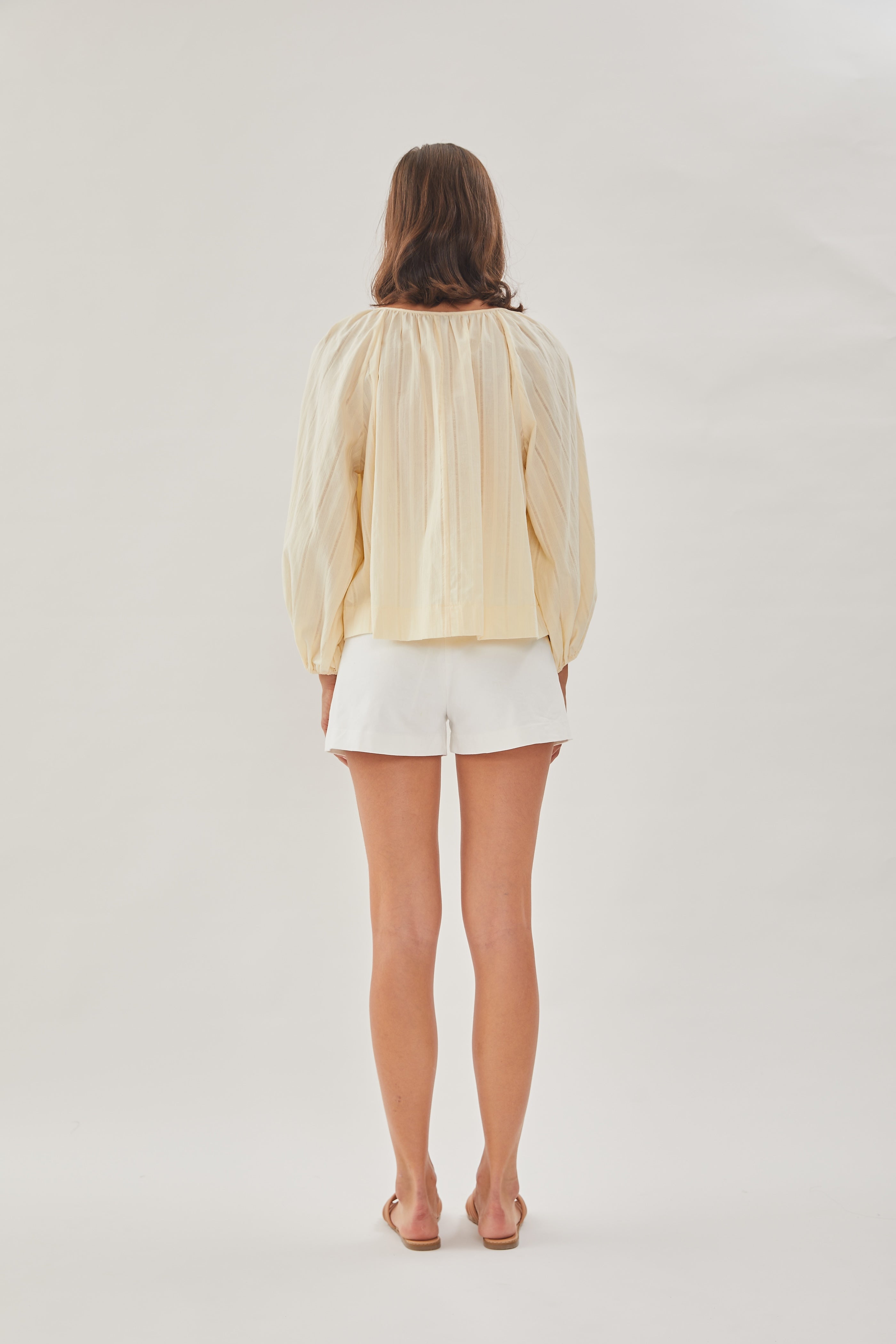 Cotton Poplin Blouse in Soft Yellow