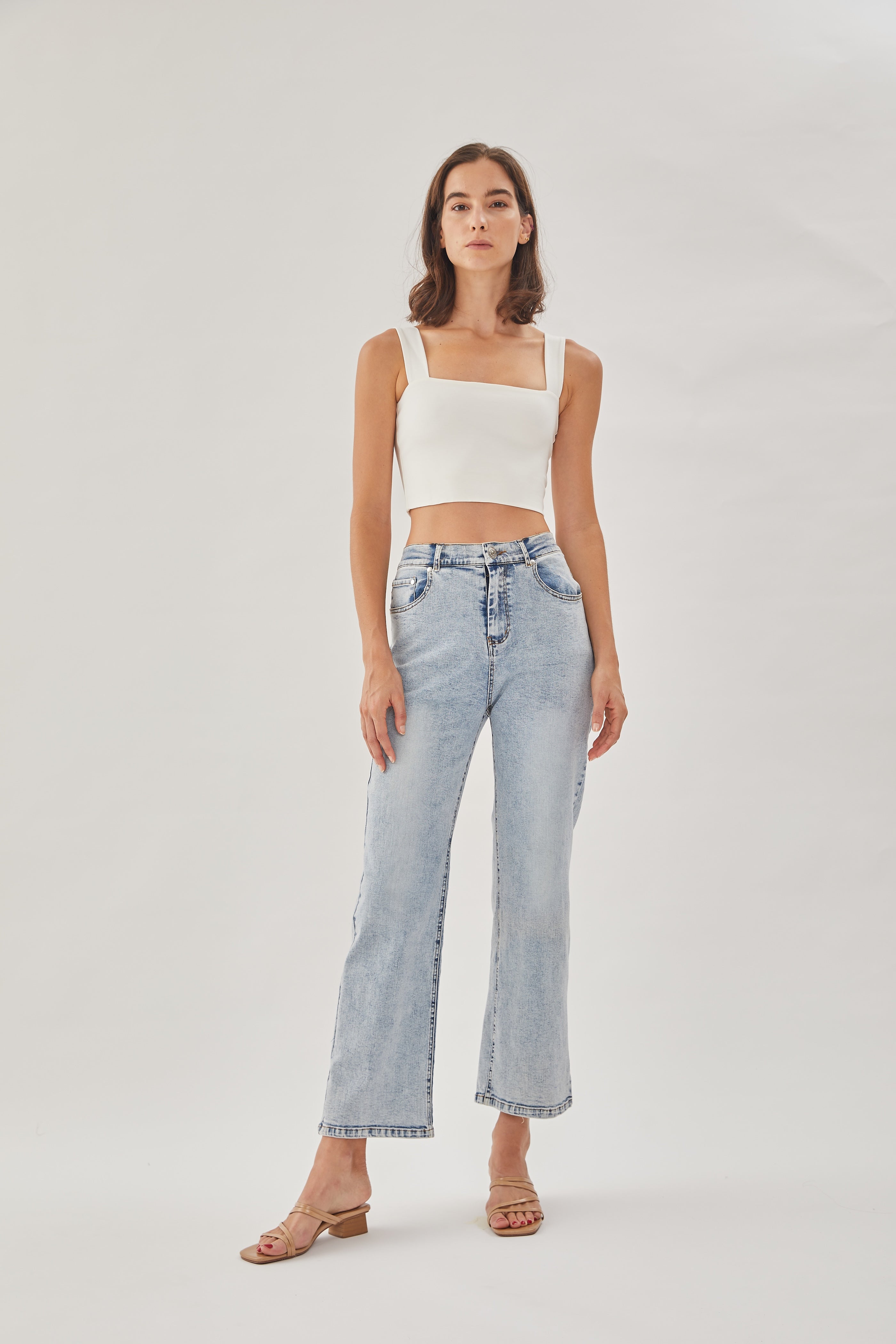 Classic Straight Neck Tank Top in White (Sale)