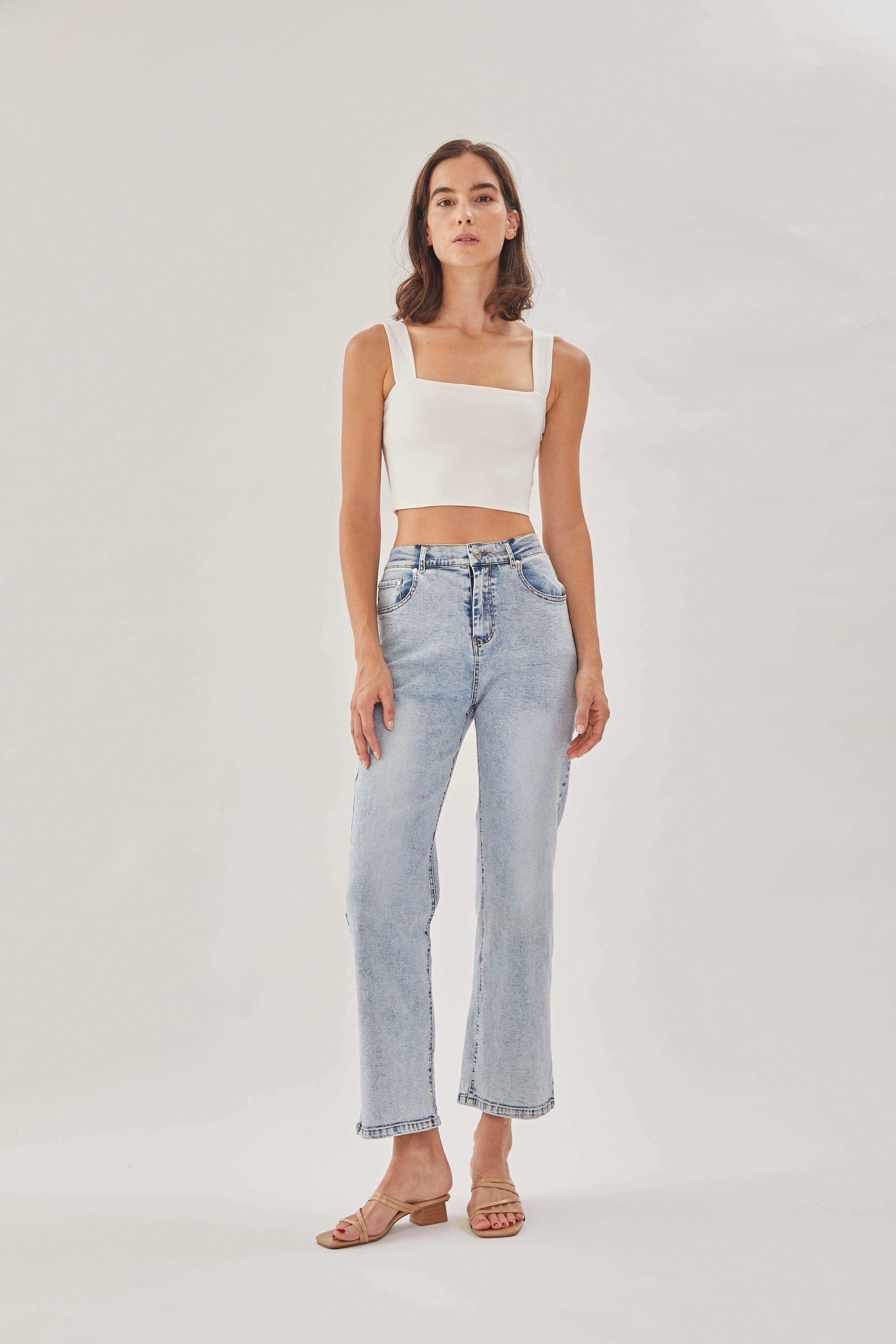 Classic Straight Neck Tank Top in White (Sale)