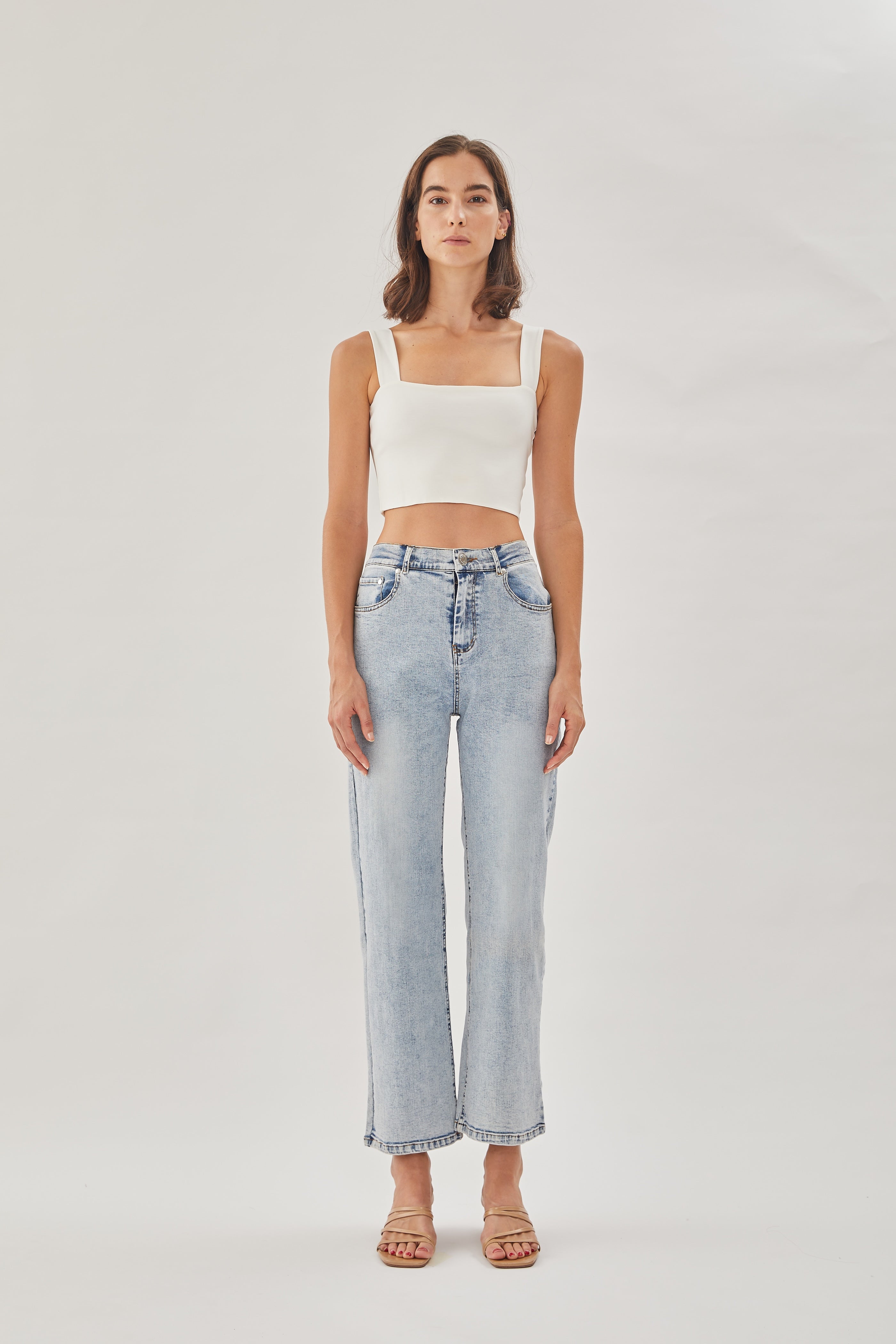 Classic Straight Neck Tank Top in White (Sale)